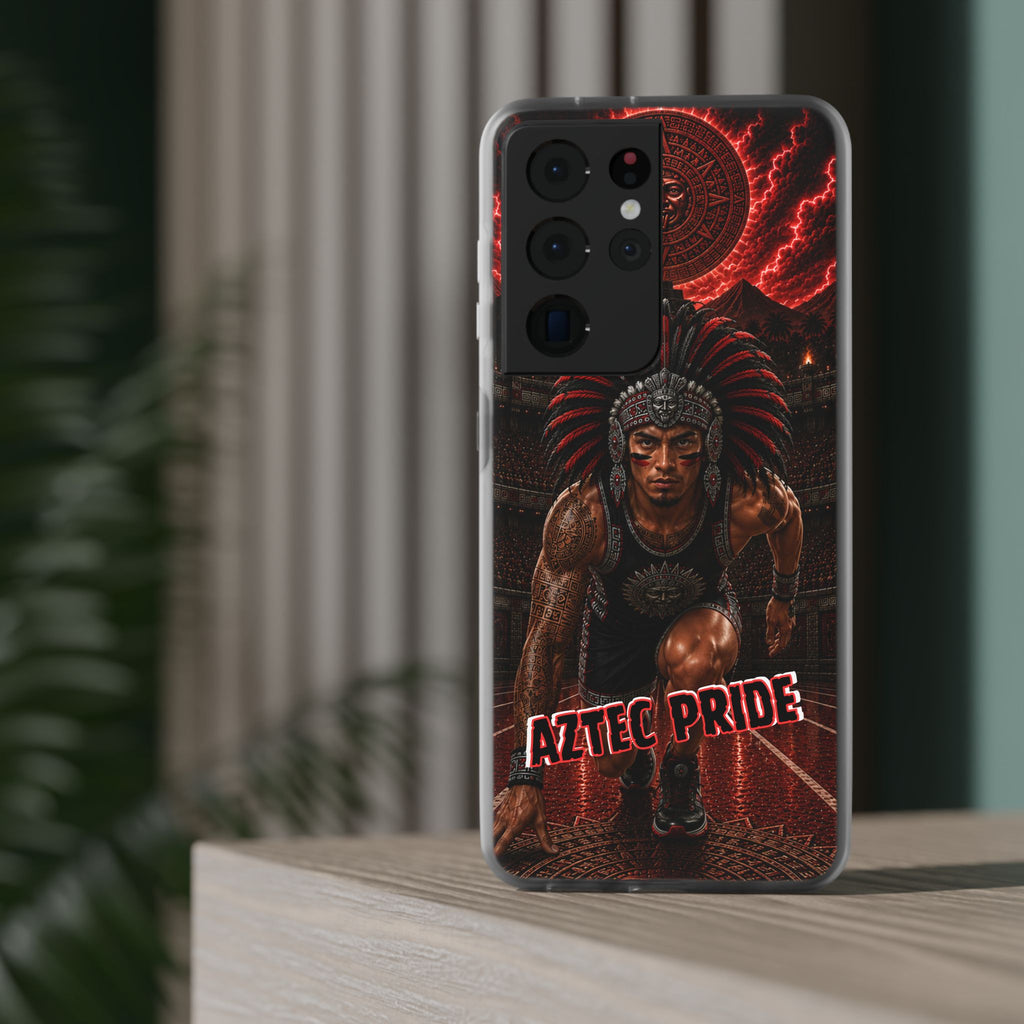 Aztec Track & Field Male Warrior – Flexi Phone Case (iPhone & Samsung • Clear TPU • Made & Shipped in the USA • 🚚 FREE USA Shipping • Personalized Option)