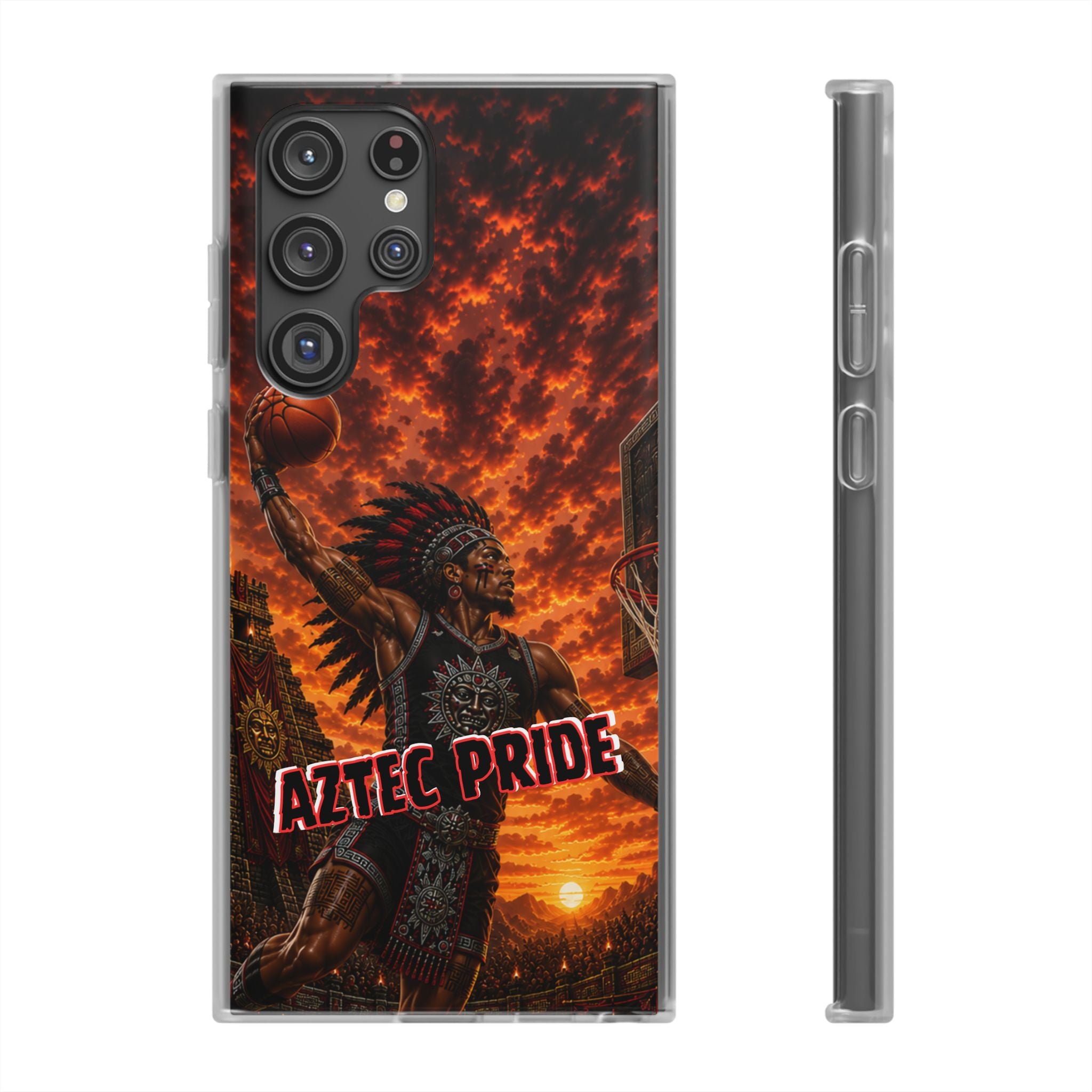 Aztec Basketball Male Warrior – Flexi Phone Case (iPhone & Samsung • Clear TPU • Made & Shipped in the USA • 🚚 FREE USA Shipping • Personalized Option)