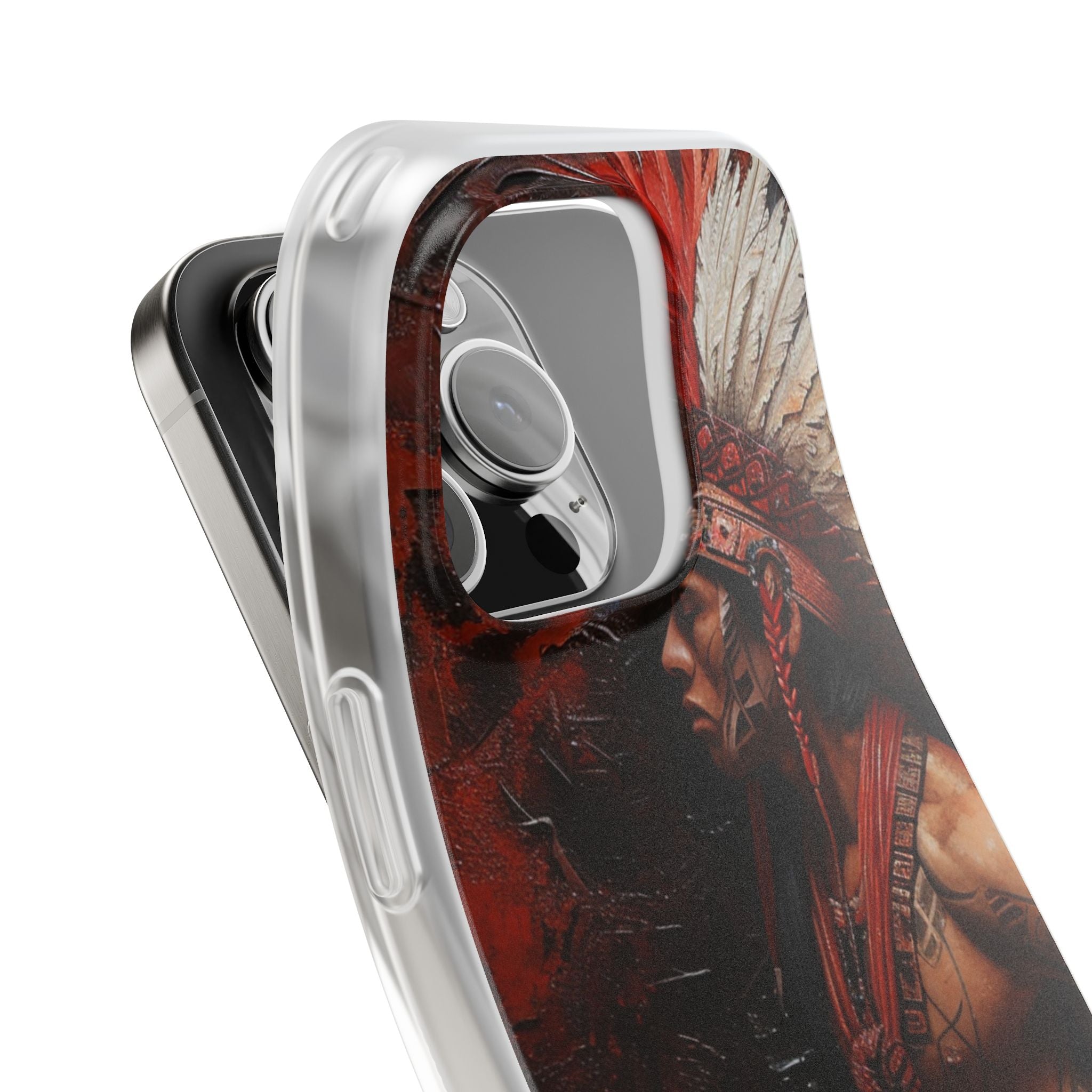 Aztec Noble Warrior – Flexi Phone Case (iPhone & Samsung • Clear TPU • Made in USA • Personalized Option)