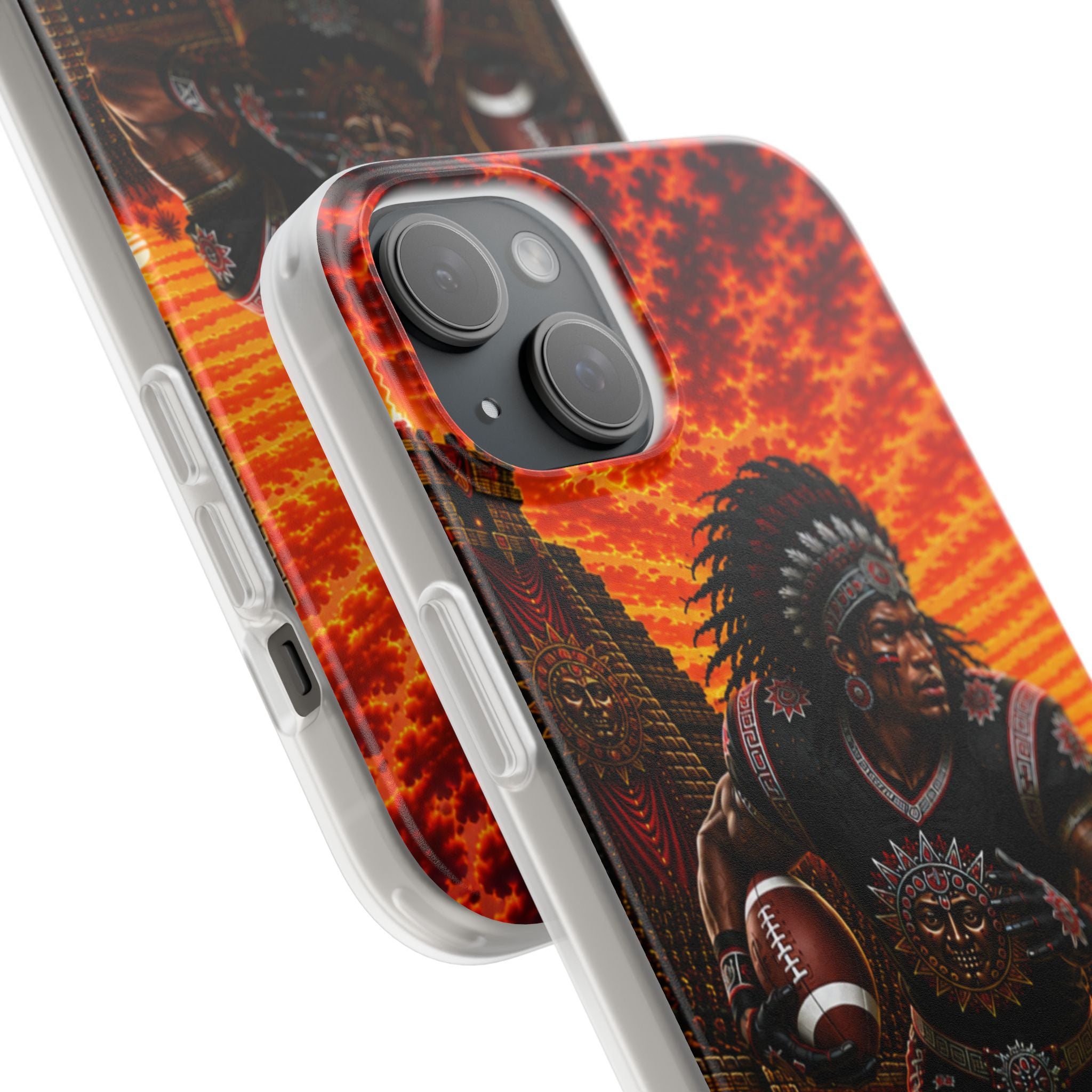 Aztec Football Warrior – Flexi Phone Case (iPhone & Samsung • Clear TPU • Made & Shipped in the USA • 🚚 FREE USA Shipping • Personalized Option)