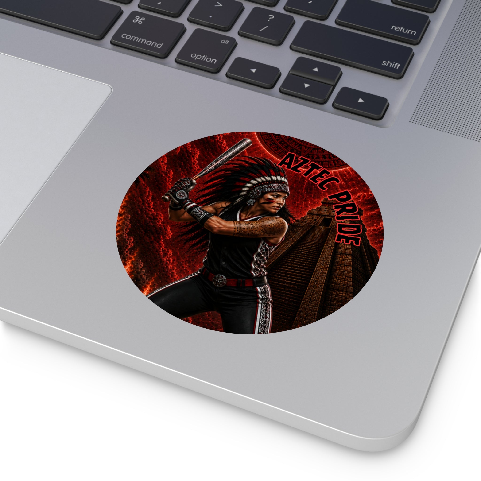 Aztec Softball Warrior Round Vinyl Sticker 2”–6” | Made & Shipped in the USA • 🚚 FREE USA Shipping • Personalized Option