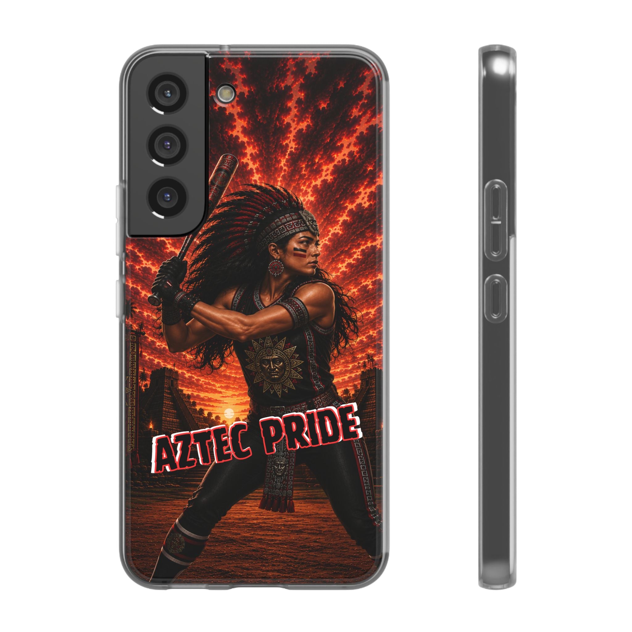 Aztec Softball Warrior – Flexi Phone Case (iPhone & Samsung • Clear TPU • Made & Shipped in the USA • 🚚 FREE USA Shipping • Personalized Option)