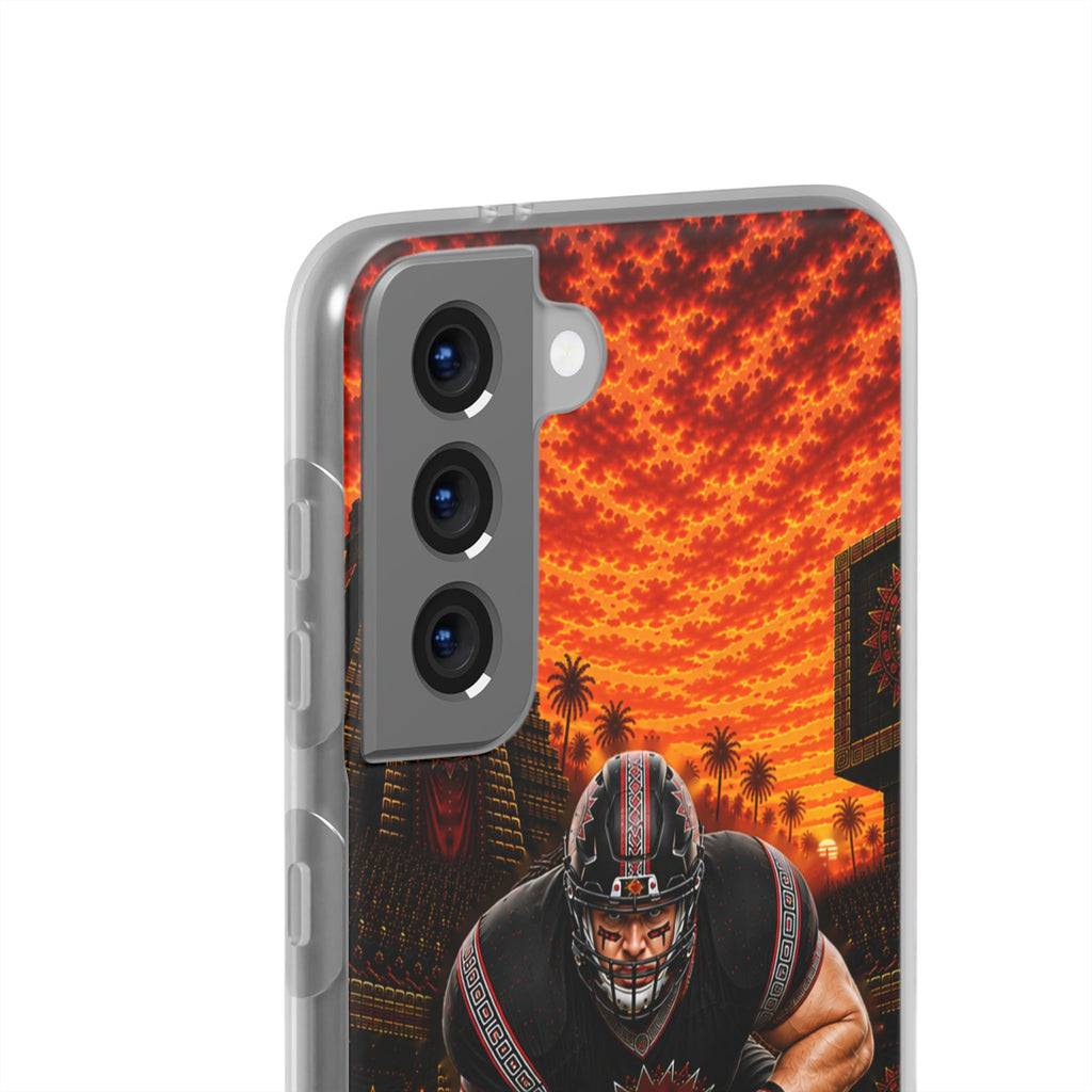 Aztec Football Warrior – Flexi Phone Case (iPhone & Samsung • Clear TPU • Made & Shipped in the USA • 🚚 FREE USA Shipping • Personalized Option)