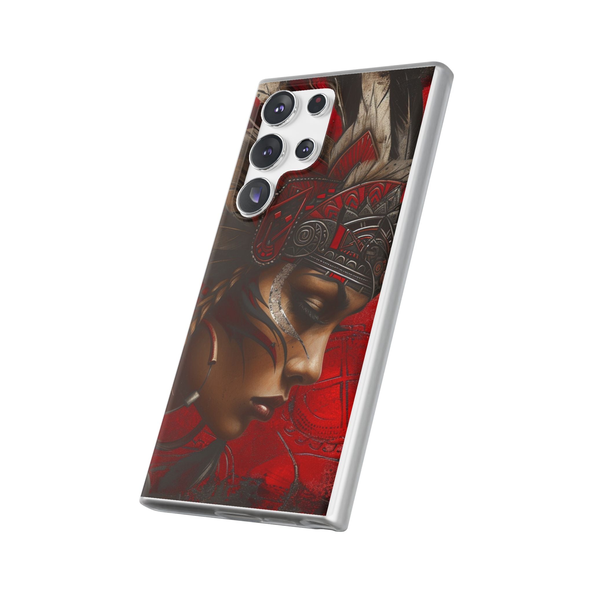 Aztec Sun Goddess – Flexi Phone Case (iPhone & Samsung • Clear TPU • Made in USA • Personalized Option)