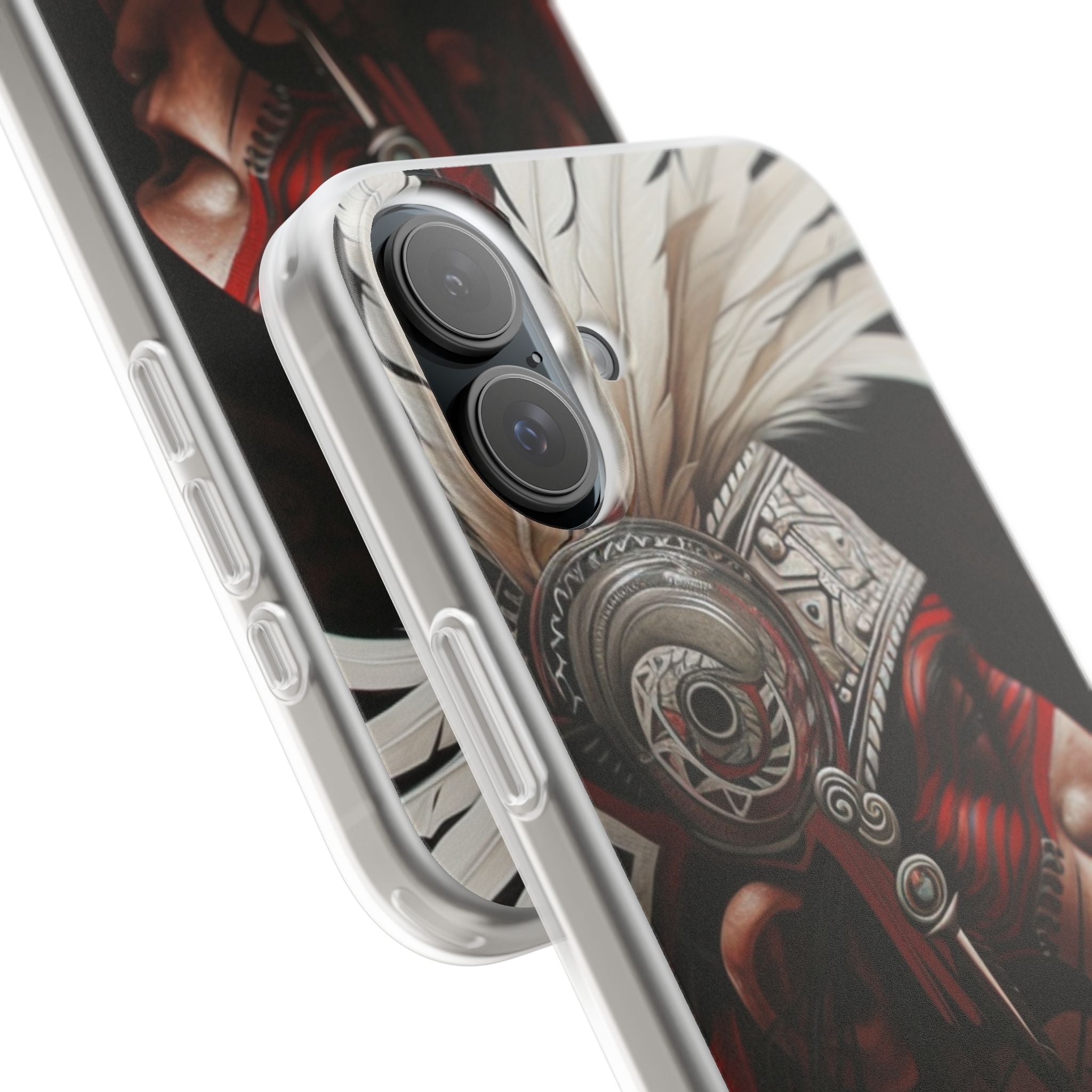 Aztec Warrior King – Flexi Phone Case (iPhone & Samsung • Clear TPU • Made in USA • Personalized Option)