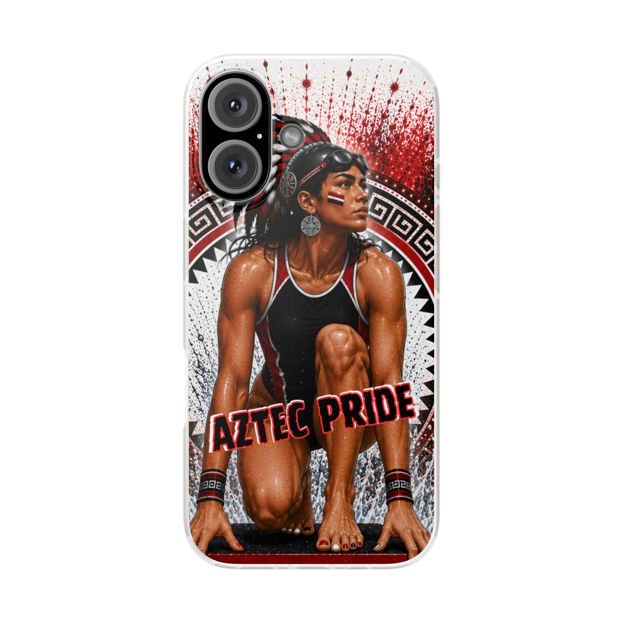 Aztec Swim & Dive Warrior – Flexi Phone Case (iPhone & Samsung • Clear TPU • Made & Shipped in the USA • 🚚 FREE USA Shipping • Personalized Option)