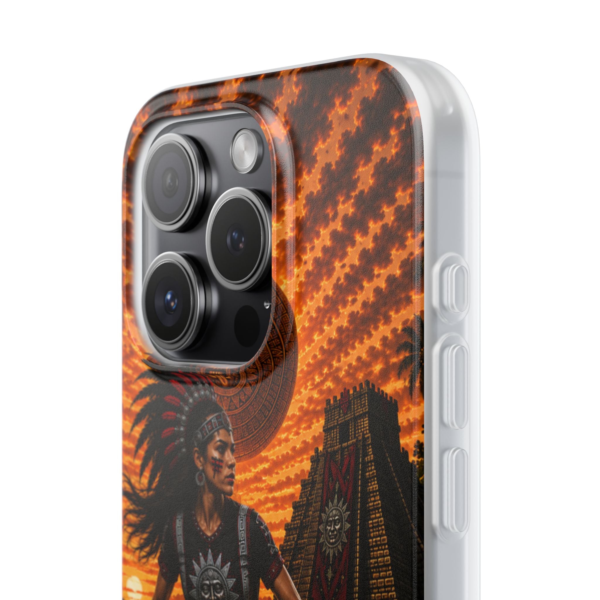Aztec Soccer Female Warrior – Flexi Phone Case (iPhone & Samsung • Clear TPU • Made & Shipped in the USA • 🚚 FREE USA Shipping • Personalized Option)