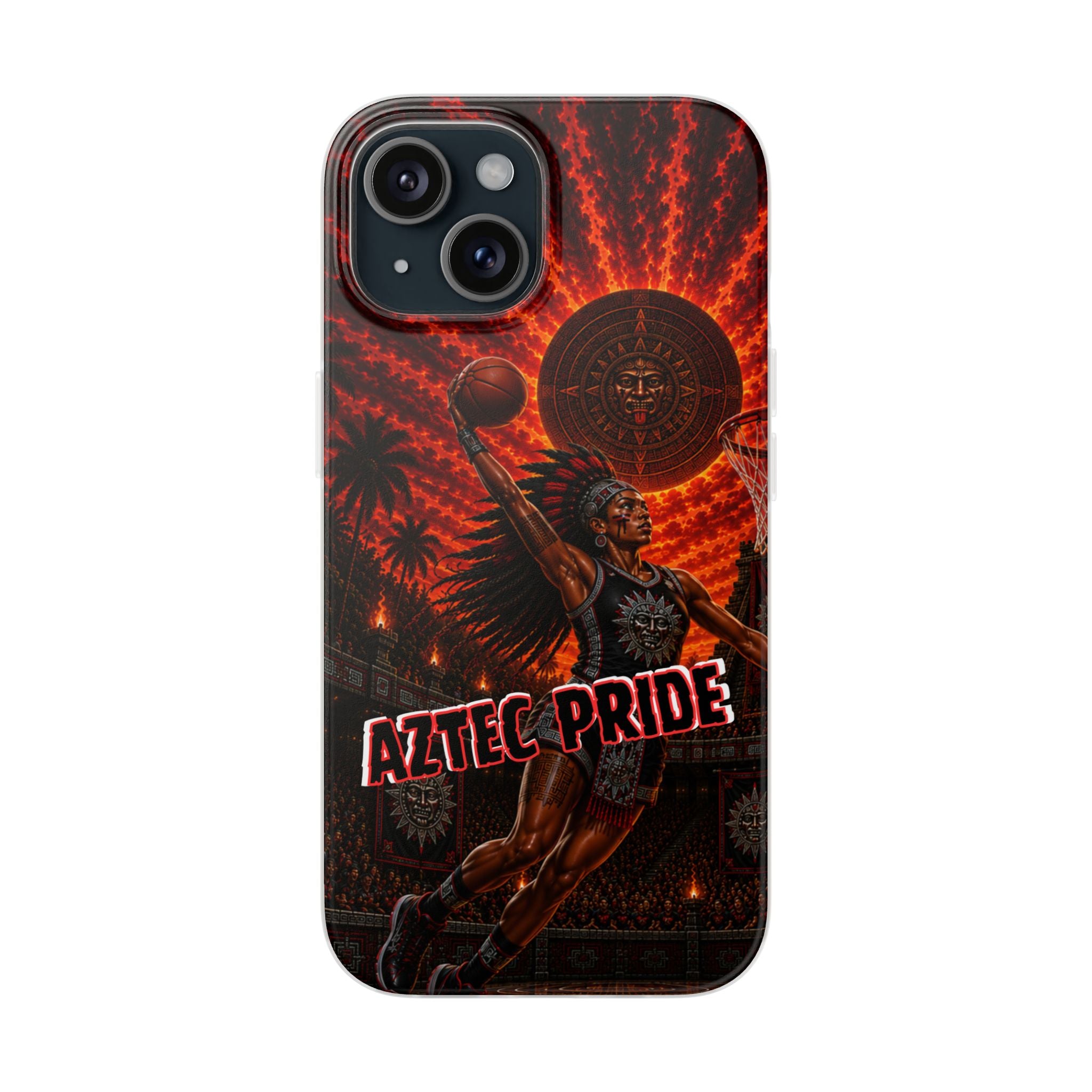Aztec Basketball Female Warrior – Flexi Phone Case (iPhone & Samsung • Clear TPU • Made & Shipped in the USA • 🚚 FREE USA Shipping • Personalized Option)