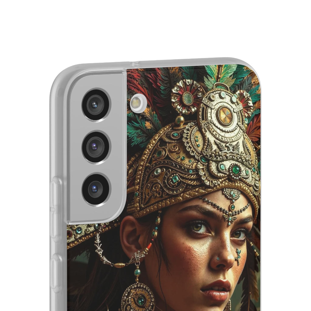 Aztec Warrior Goddess – Flexi Phone Case (iPhone & Samsung • Clear TPU • Made in USA • Personalized Option)
