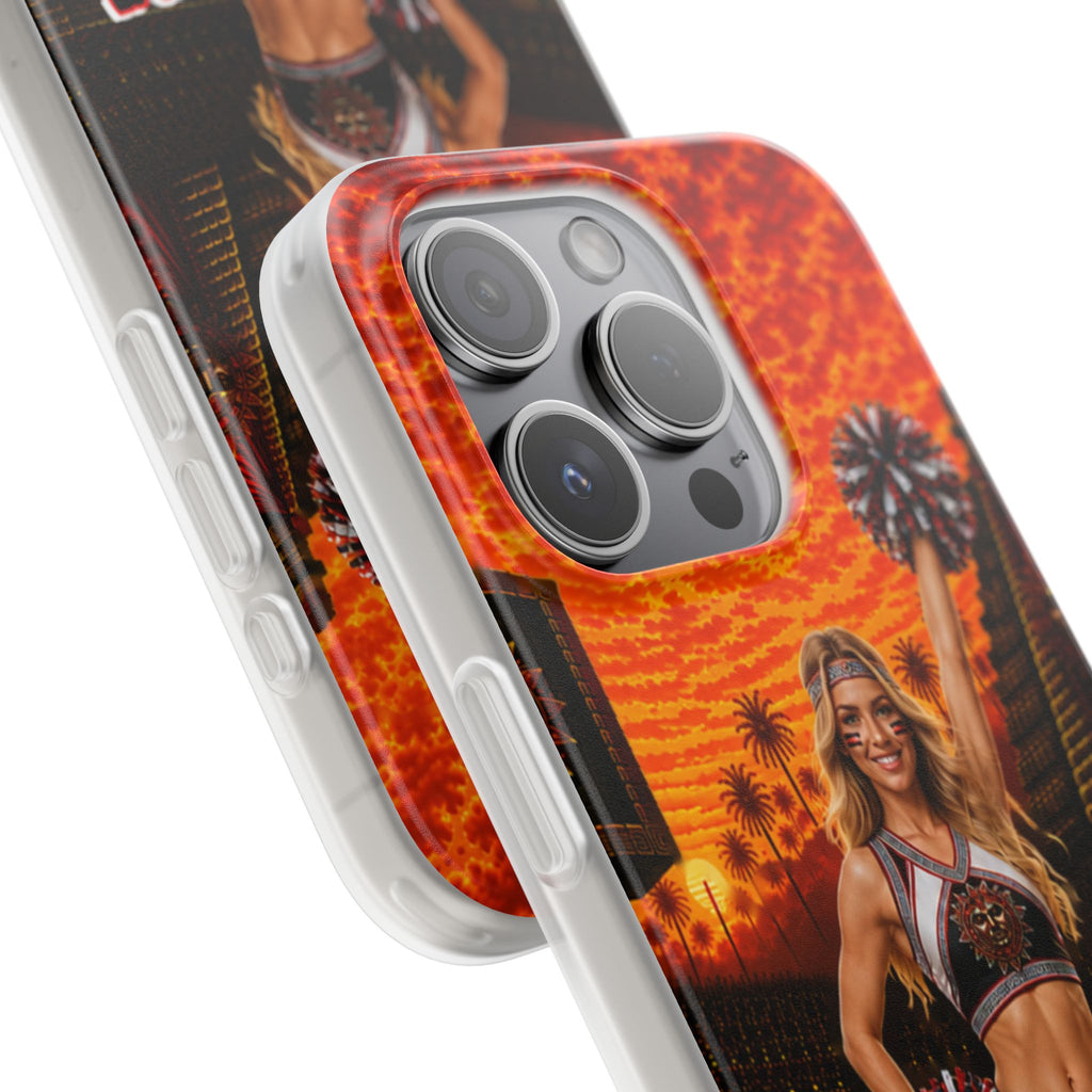 Aztec Cheerleader Warrior – Flexi Phone Case (iPhone & Samsung • Clear TPU • Made & Shipped in the USA • 🚚 FREE USA Shipping • Personalized Option)
