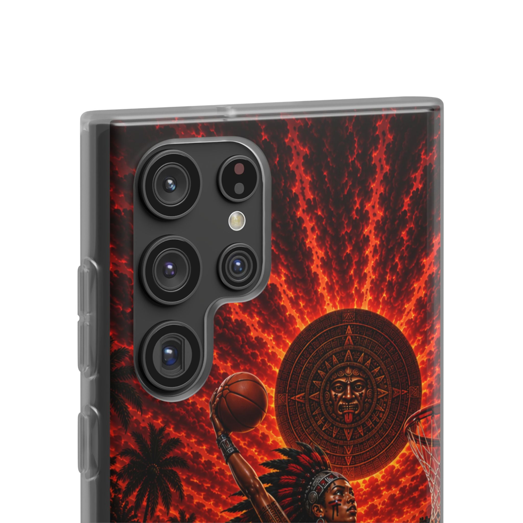 Aztec Basketball Female Warrior – Flexi Phone Case (iPhone & Samsung • Clear TPU • Made & Shipped in the USA • 🚚 FREE USA Shipping • Personalized Option)