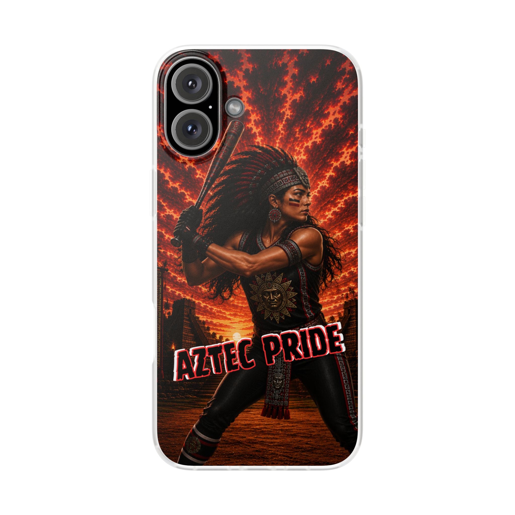 Aztec Softball Warrior – Flexi Phone Case (iPhone & Samsung • Clear TPU • Made & Shipped in the USA • 🚚 FREE USA Shipping • Personalized Option)