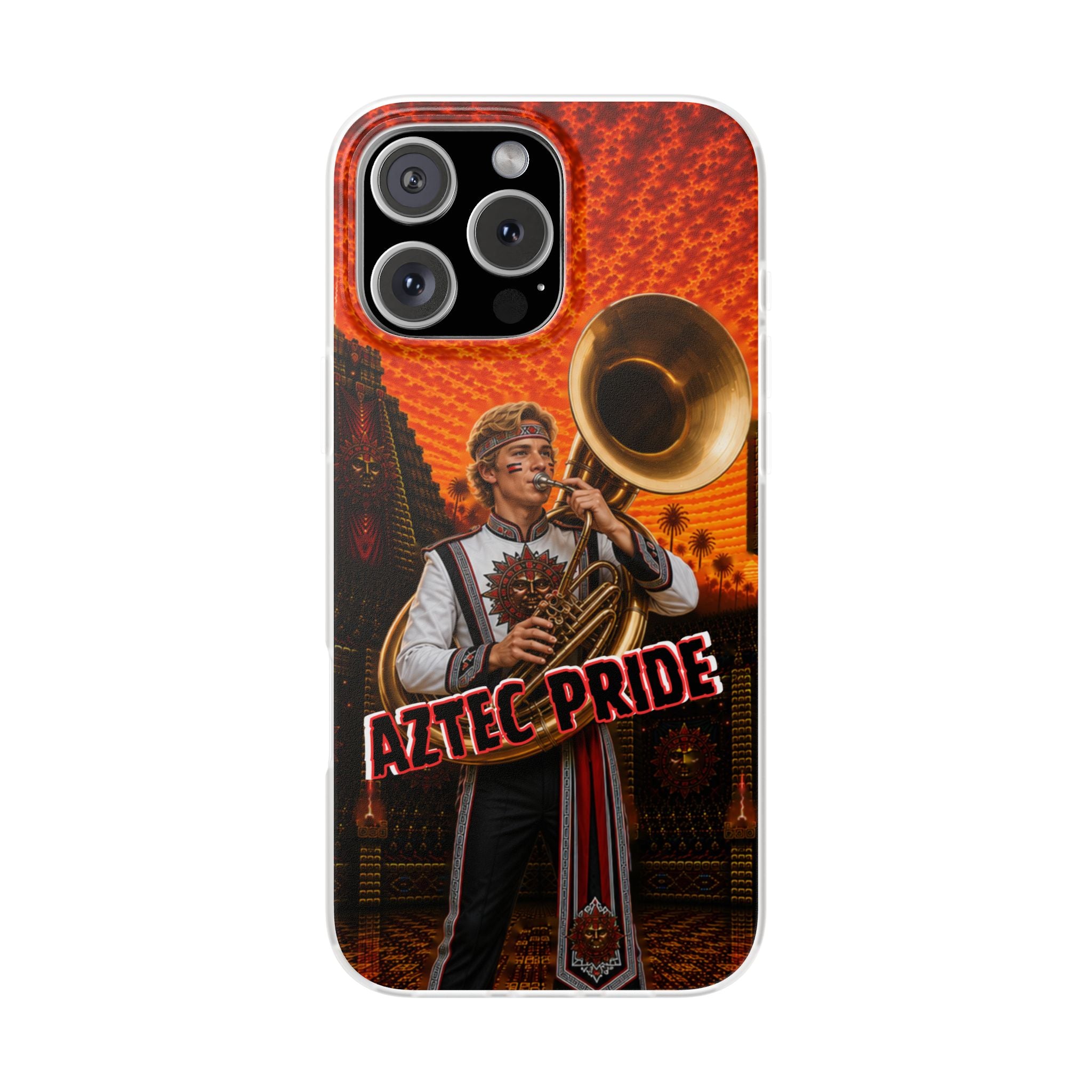 Aztec Band Warrior – Flexi Phone Case (iPhone & Samsung • Clear TPU • Made & Shipped in the USA • 🚚 FREE USA Shipping • Personalized Option)