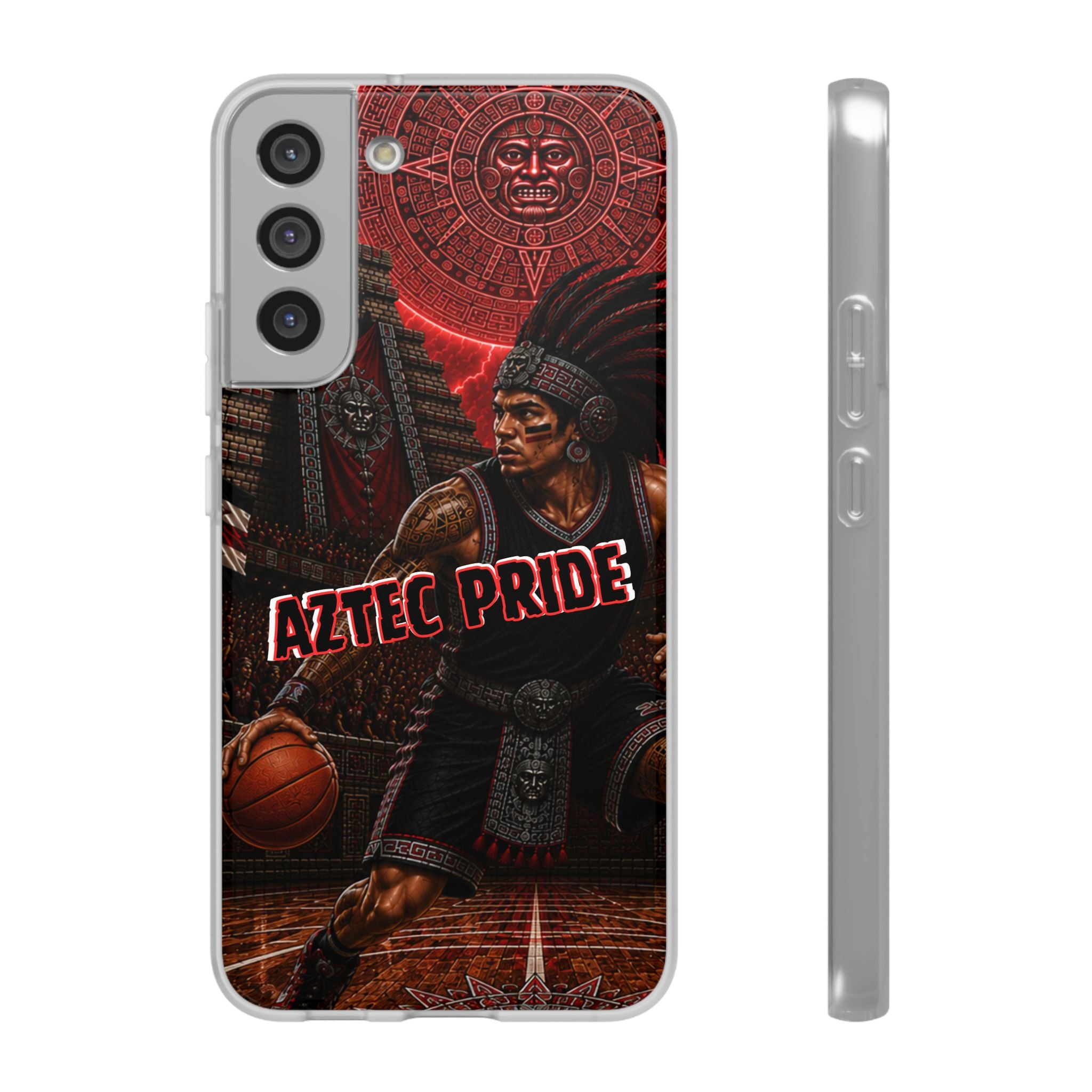Aztec Basketall Warrior – Flexi Phone Case (iPhone & Samsung • Clear TPU • Made & Shipped in the USA • 🚚 FREE USA Shipping • Personalized Option)