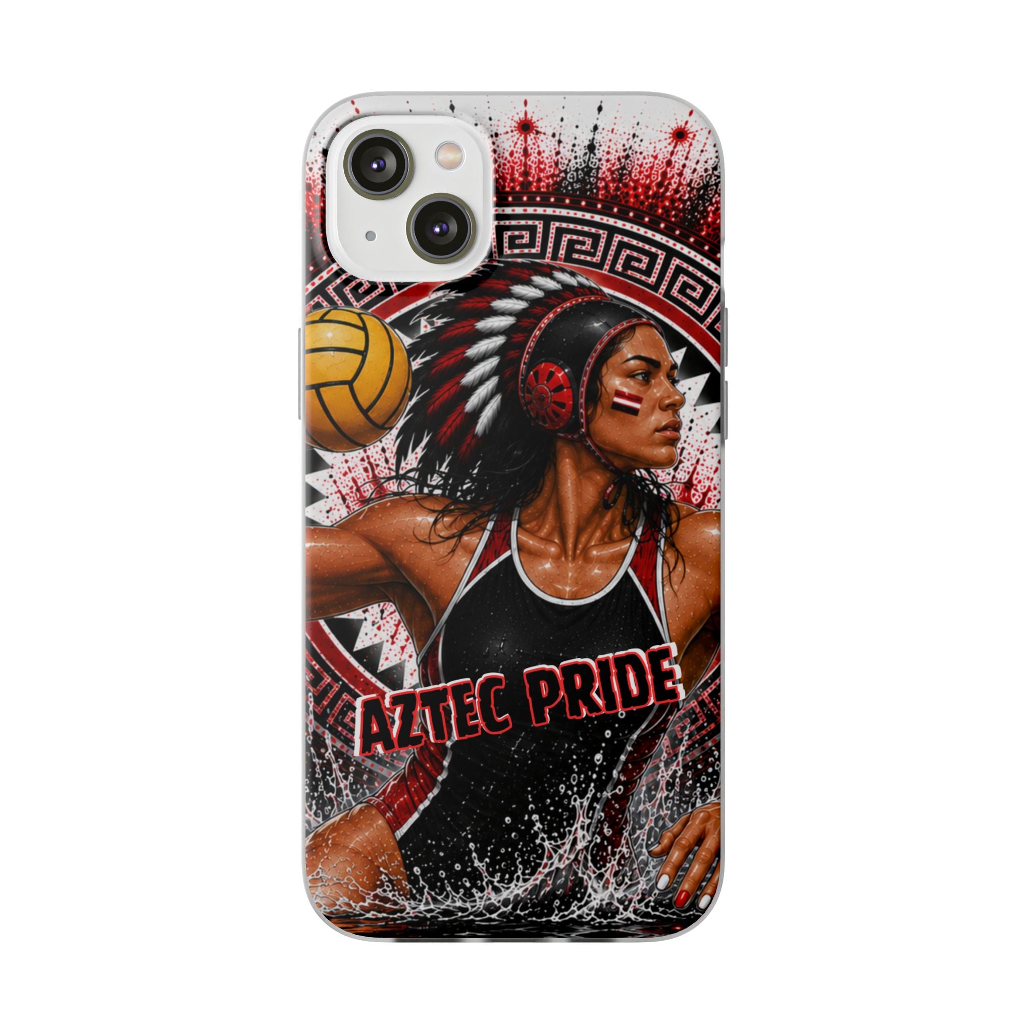 Aztec Water Polo Warrior – Flexi Phone Case (iPhone & Samsung • Clear TPU • Made in USA • Personalized Option)