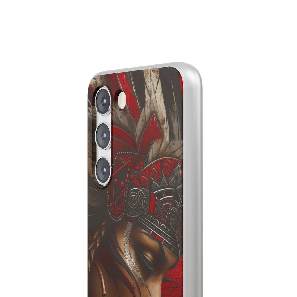 Aztec Sun Goddess – Flexi Phone Case (iPhone & Samsung • Clear TPU • Made in USA • Personalized Option)