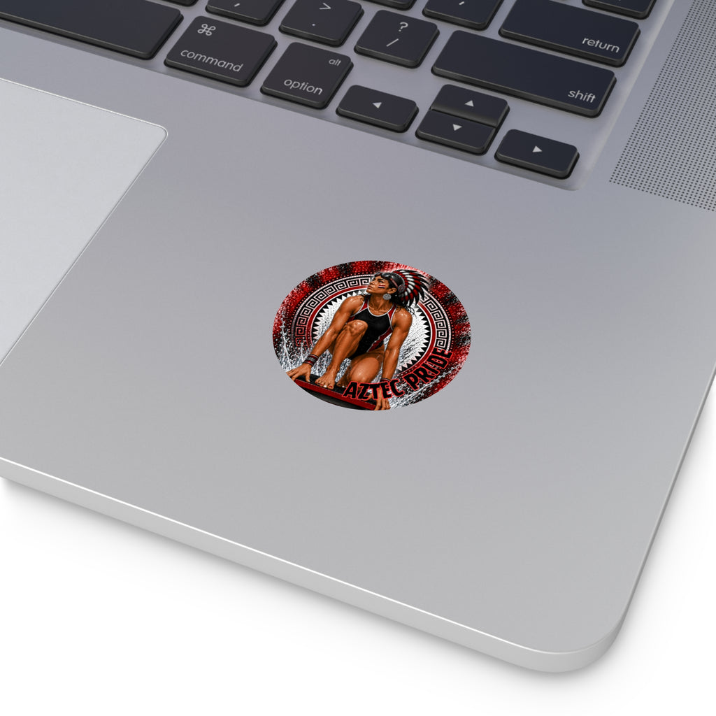 Aztec Swim & Dive Warrior Round Vinyl Sticker 2”–6” | Made & Shipped in the USA • 🚚 FREE USA Shipping • Personalized Option