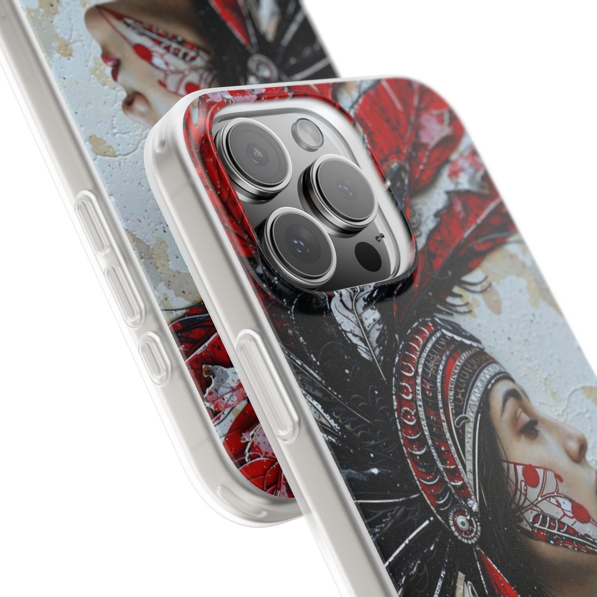 Aztec Silent Goddess – Flexi Phone Case (iPhone & Samsung • Clear TPU • Made in USA • Personalized Option)