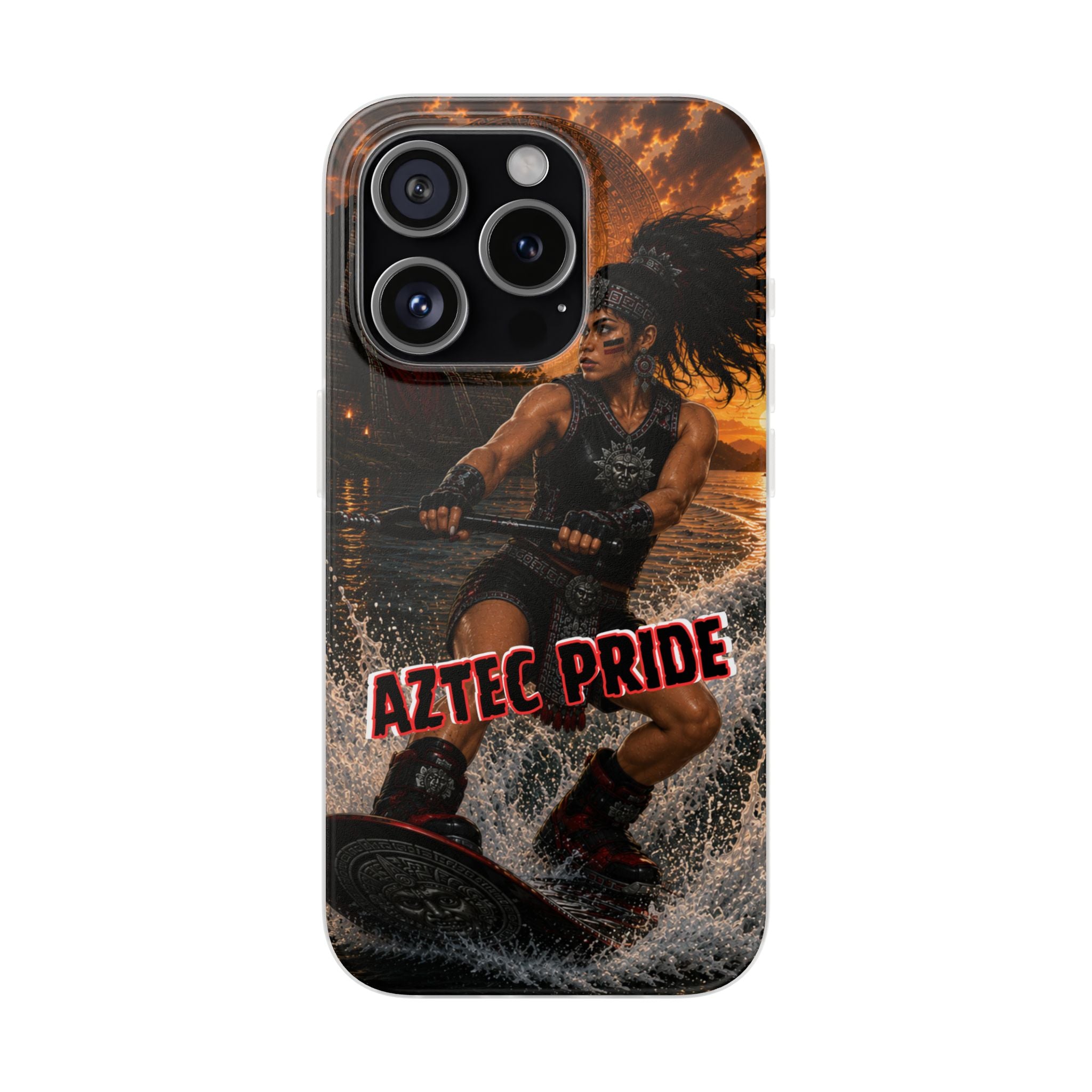 Aztec Wakeboard Female Warrior – Flexi Phone Case (iPhone & Samsung • Clear TPU • Made & Shipped in the USA • 🚚 FREE USA Shipping • Personalized Option)