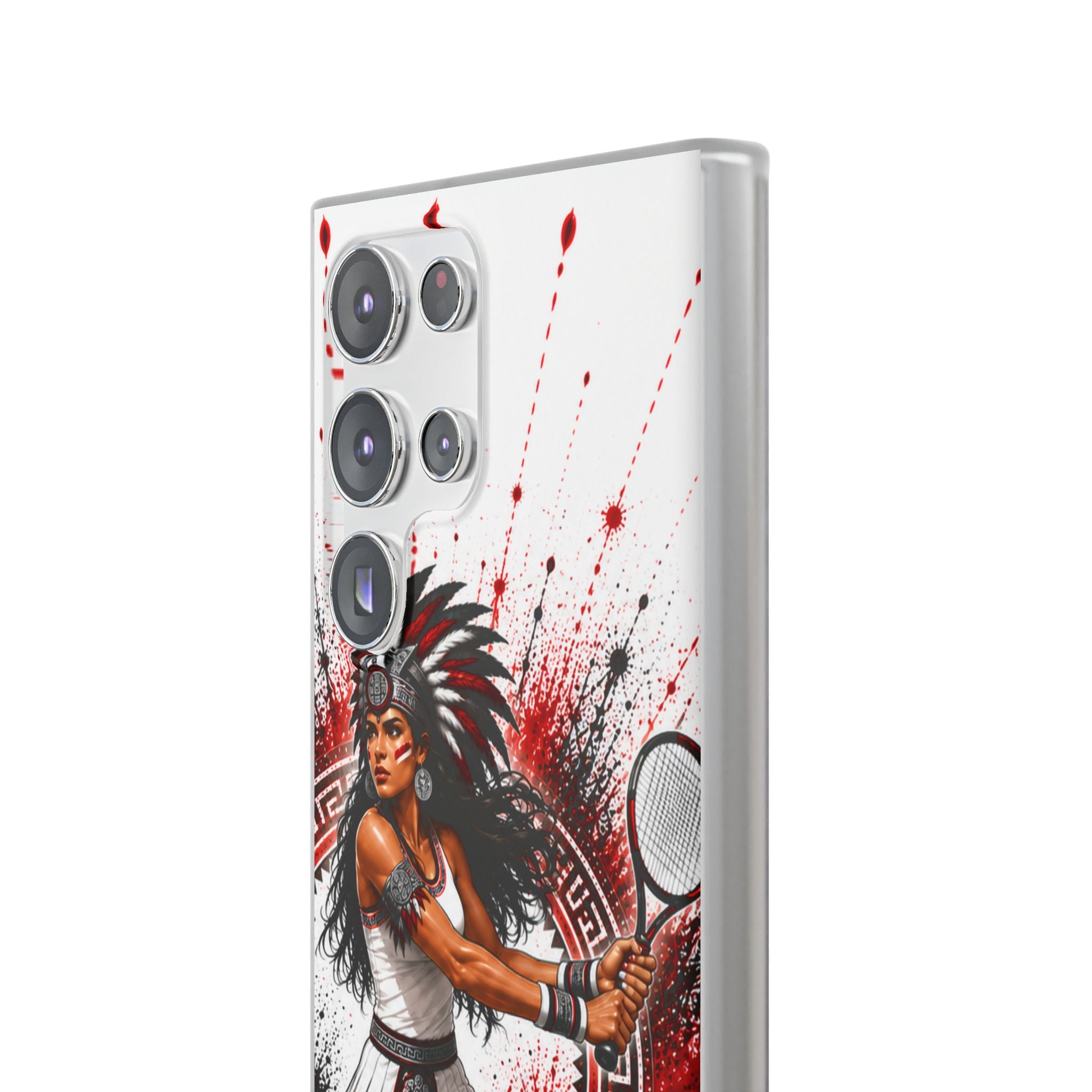 Aztec Tennis Female Warrior – Flexi Phone Case (iPhone & Samsung • Clear TPU • Made & Shipped in the USA • 🚚 FREE USA Shipping • Personalized Option)