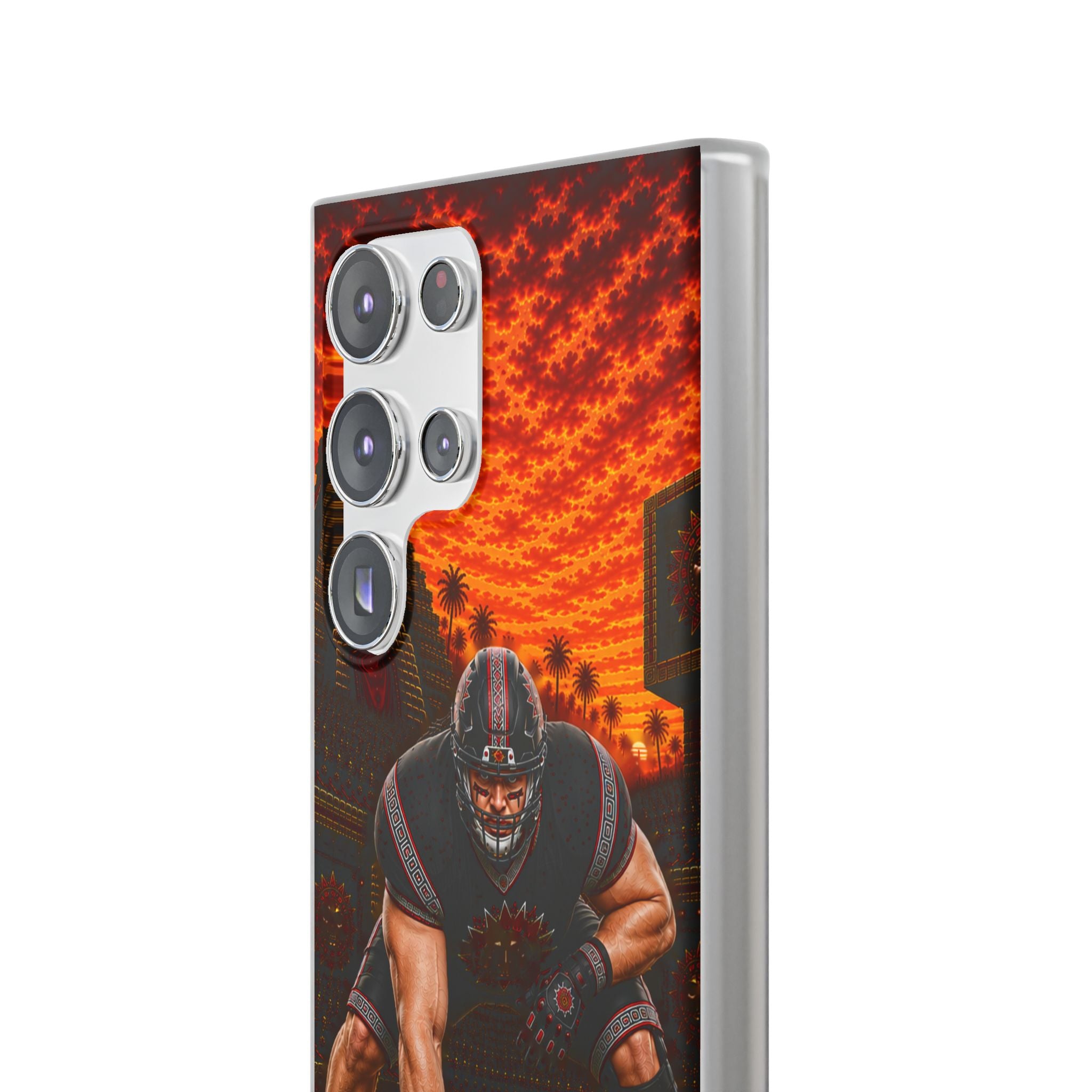 Aztec Football Warrior – Flexi Phone Case (iPhone & Samsung • Clear TPU • Made & Shipped in the USA • 🚚 FREE USA Shipping • Personalized Option)