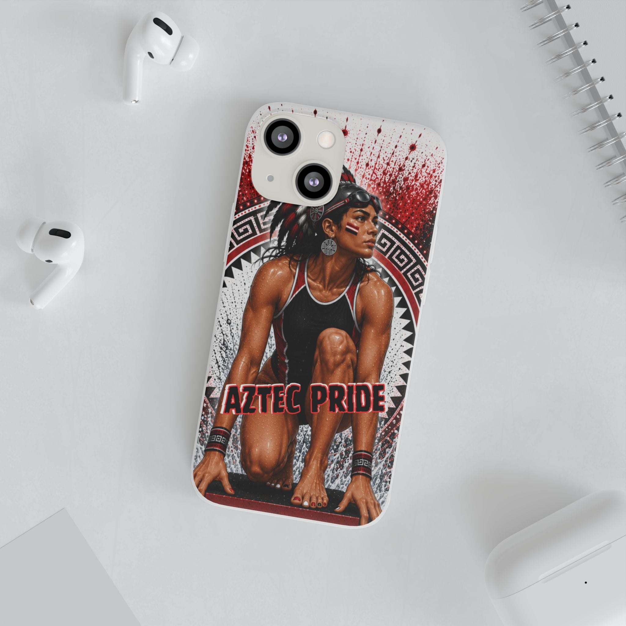 Aztec Swim & Dive Warrior – Flexi Phone Case (iPhone & Samsung • Clear TPU • Made & Shipped in the USA • 🚚 FREE USA Shipping • Personalized Option)