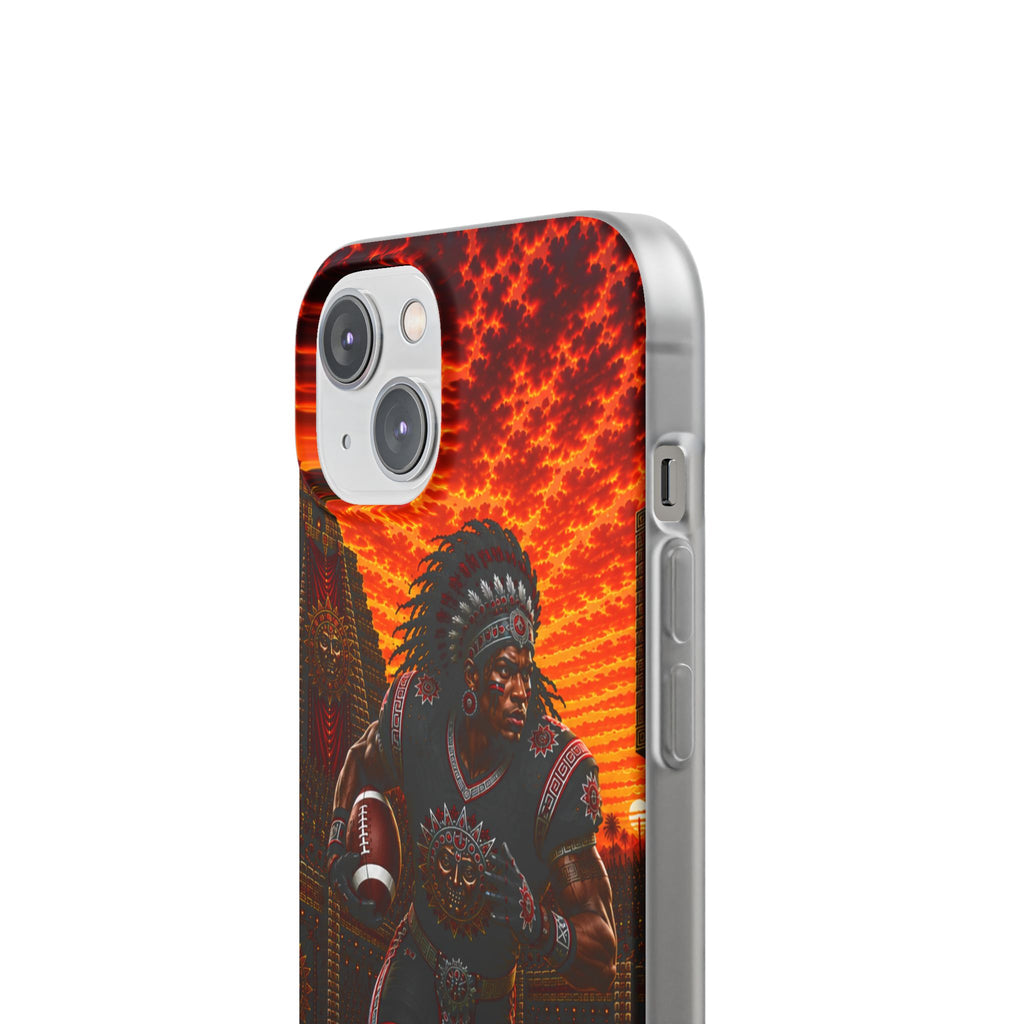 Aztec Football Warrior – Flexi Phone Case (iPhone & Samsung • Clear TPU • Made & Shipped in the USA • 🚚 FREE USA Shipping • Personalized Option)