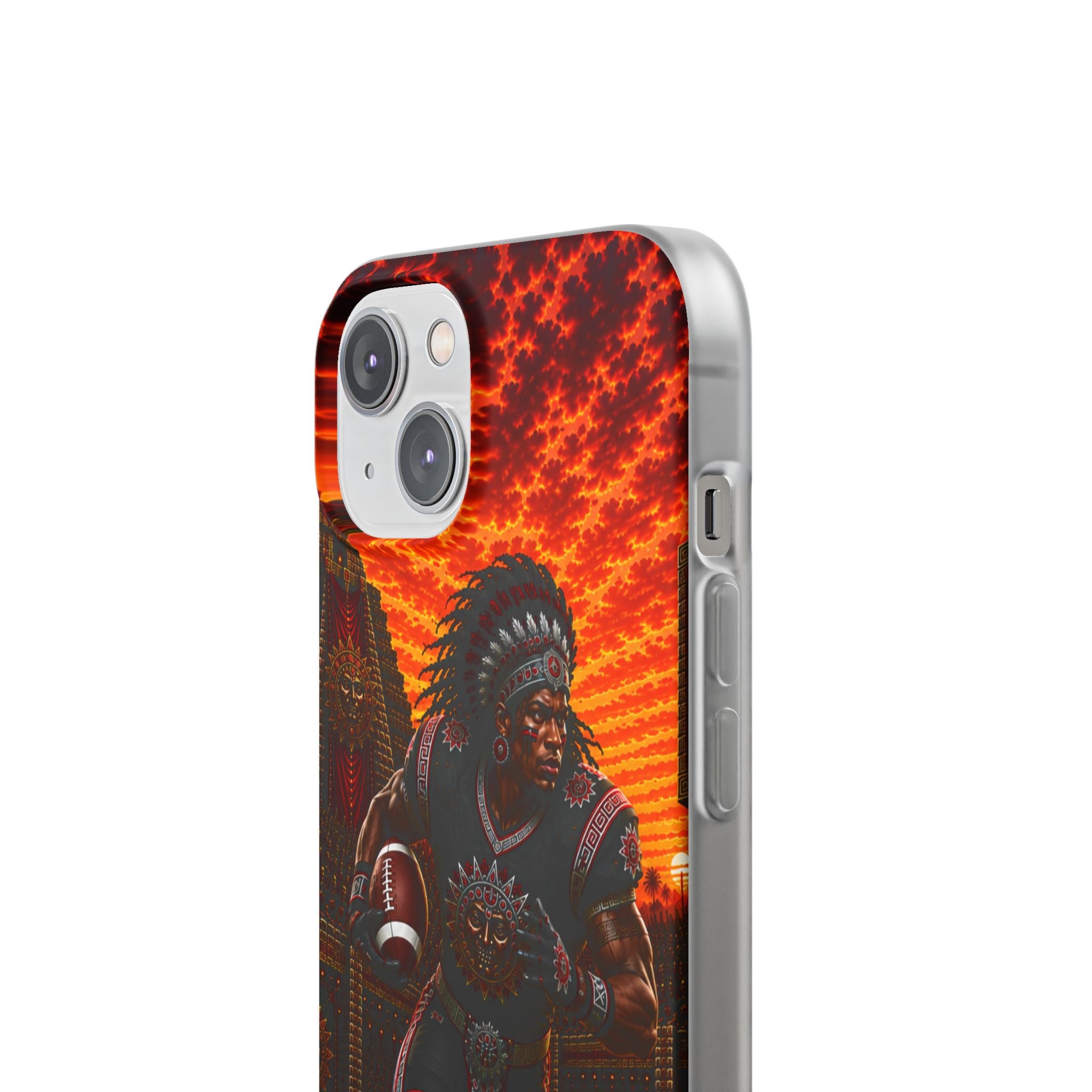 Aztec Football Warrior – Flexi Phone Case (iPhone & Samsung • Clear TPU • Made & Shipped in the USA • 🚚 FREE USA Shipping • Personalized Option)
