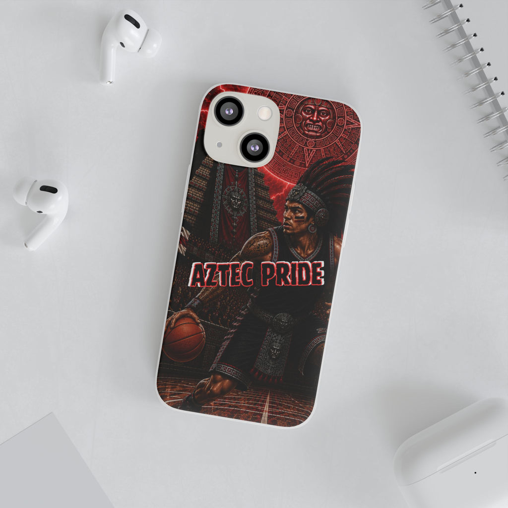 Aztec Basketall Warrior – Flexi Phone Case (iPhone & Samsung • Clear TPU • Made & Shipped in the USA • 🚚 FREE USA Shipping • Personalized Option)