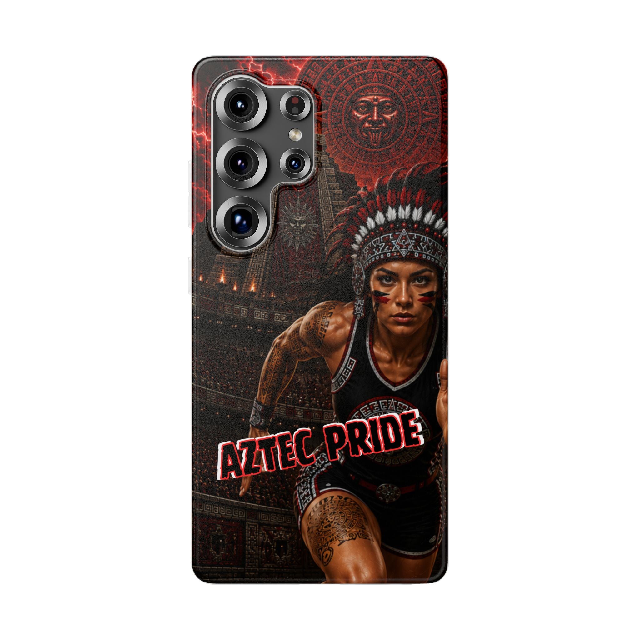 Aztec Track & Field Female Warrior – Flexi Phone Case (iPhone & Samsung • Clear TPU • Made & Shipped in the USA • 🚚 FREE USA Shipping • Personalized Option)