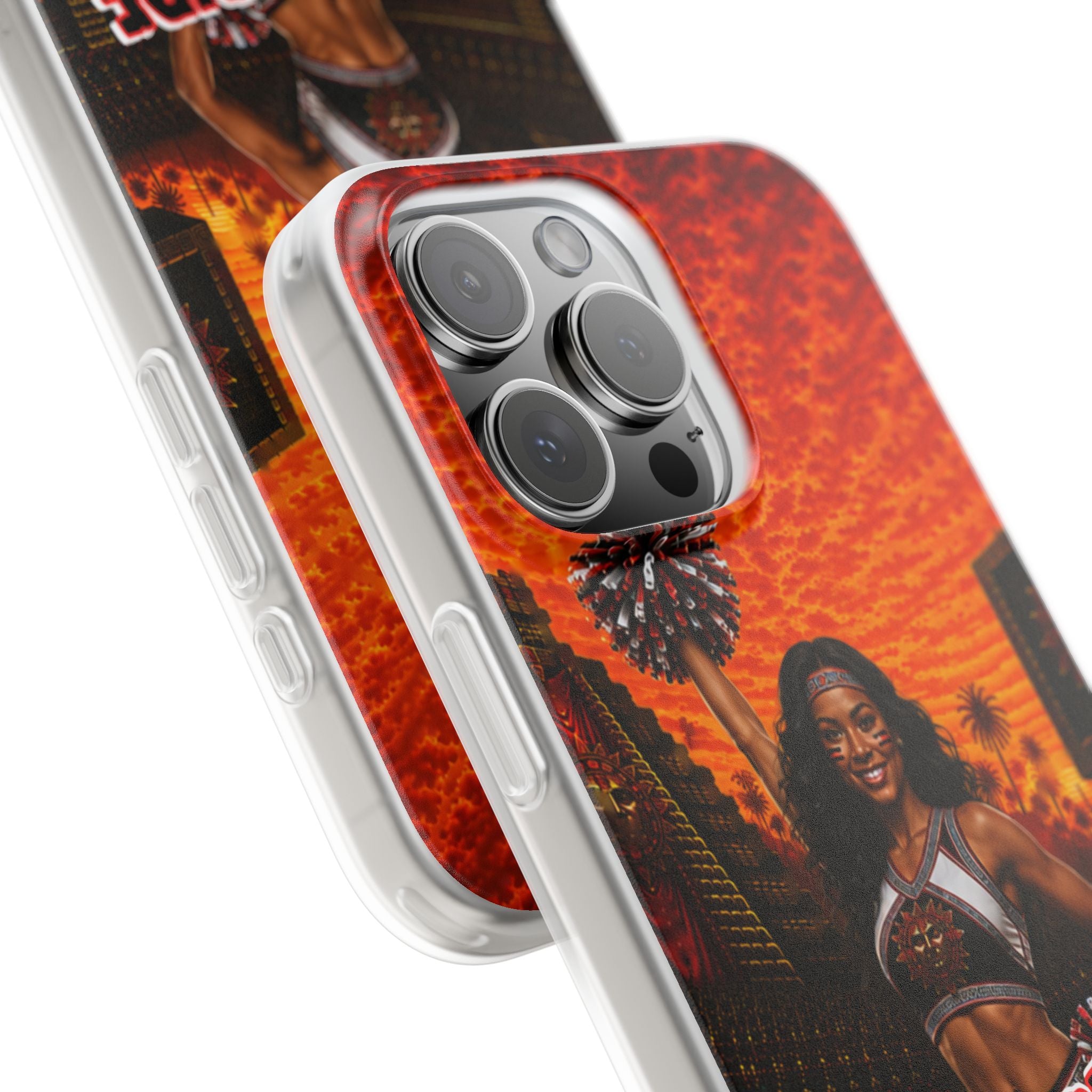 Aztec Cheerleader Warrior – Flexi Phone Case (iPhone & Samsung • Clear TPU • Made & Shipped in the USA • 🚚 FREE USA Shipping • Personalized Option)