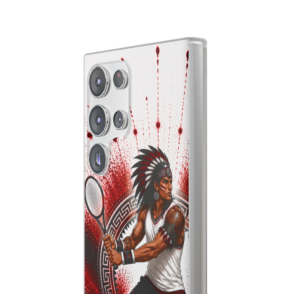 Aztec Tennis Male Warrior – Flexi Phone Case (iPhone & Samsung • Clear TPU • Made & Shipped in the USA • 🚚 FREE USA Shipping • Personalized Option)