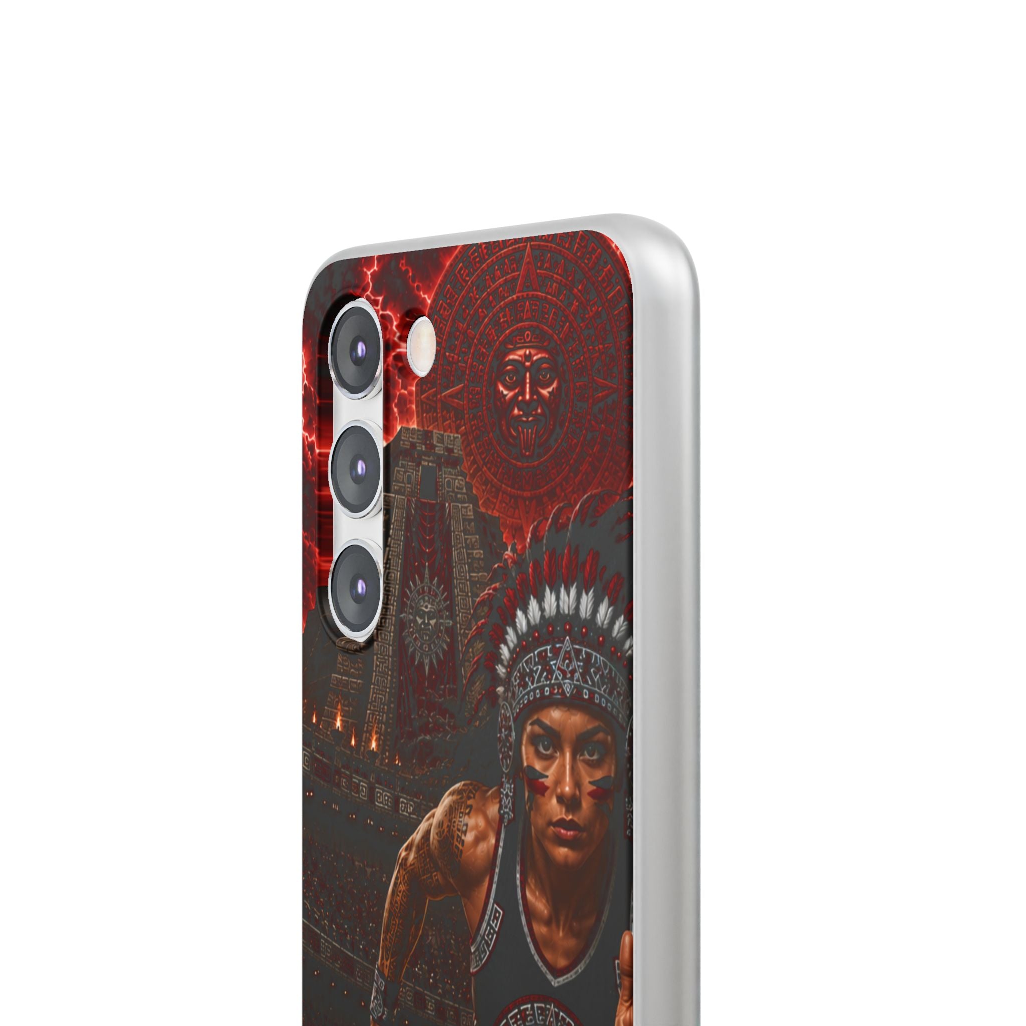 Aztec Track & Field Female Warrior – Flexi Phone Case (iPhone & Samsung • Clear TPU • Made & Shipped in the USA • 🚚 FREE USA Shipping • Personalized Option)