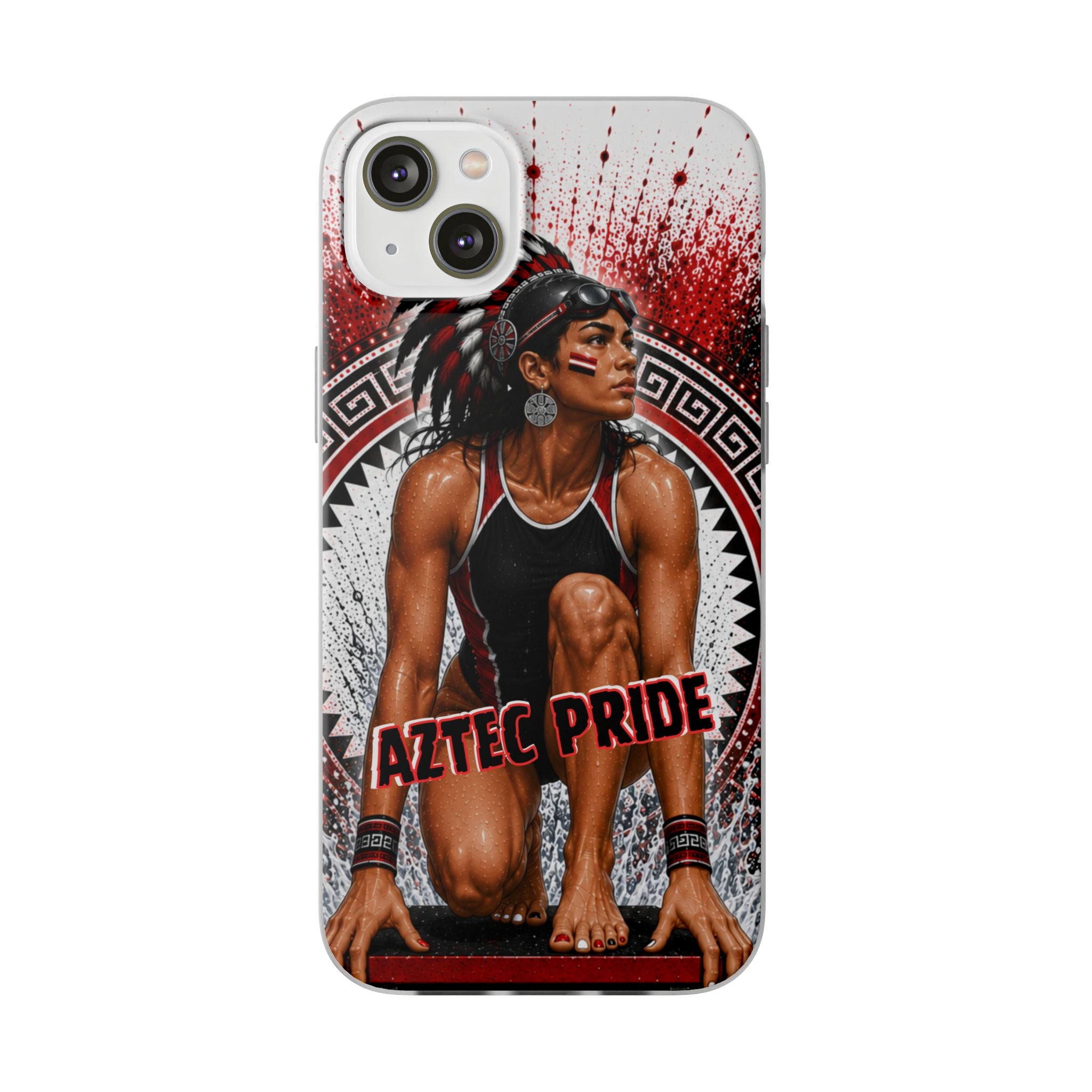 Aztec Swim & Dive Warrior – Flexi Phone Case (iPhone & Samsung • Clear TPU • Made & Shipped in the USA • 🚚 FREE USA Shipping • Personalized Option)
