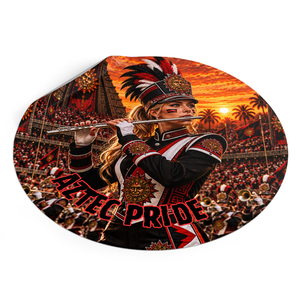 Aztec Band Warrior Round Vinyl Sticker 2”–6” | Made & Shipped in the USA • 🚚 FREE USA Shipping • Personalized Option