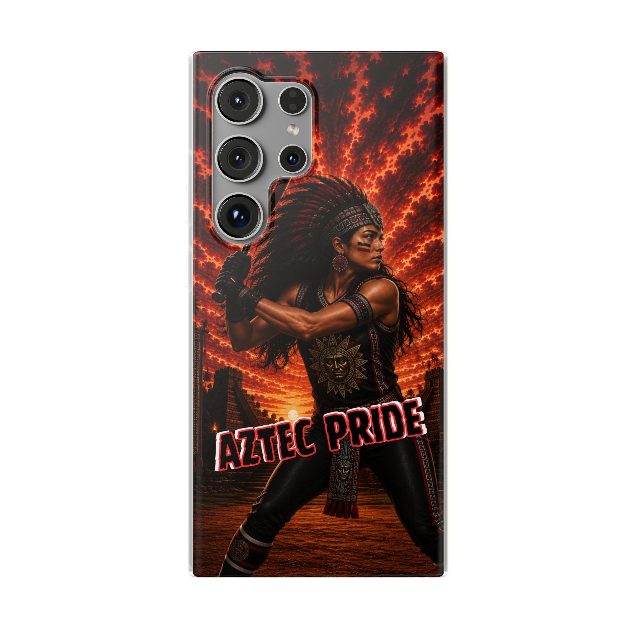 Aztec Softball Warrior – Flexi Phone Case (iPhone & Samsung • Clear TPU • Made & Shipped in the USA • 🚚 FREE USA Shipping • Personalized Option)