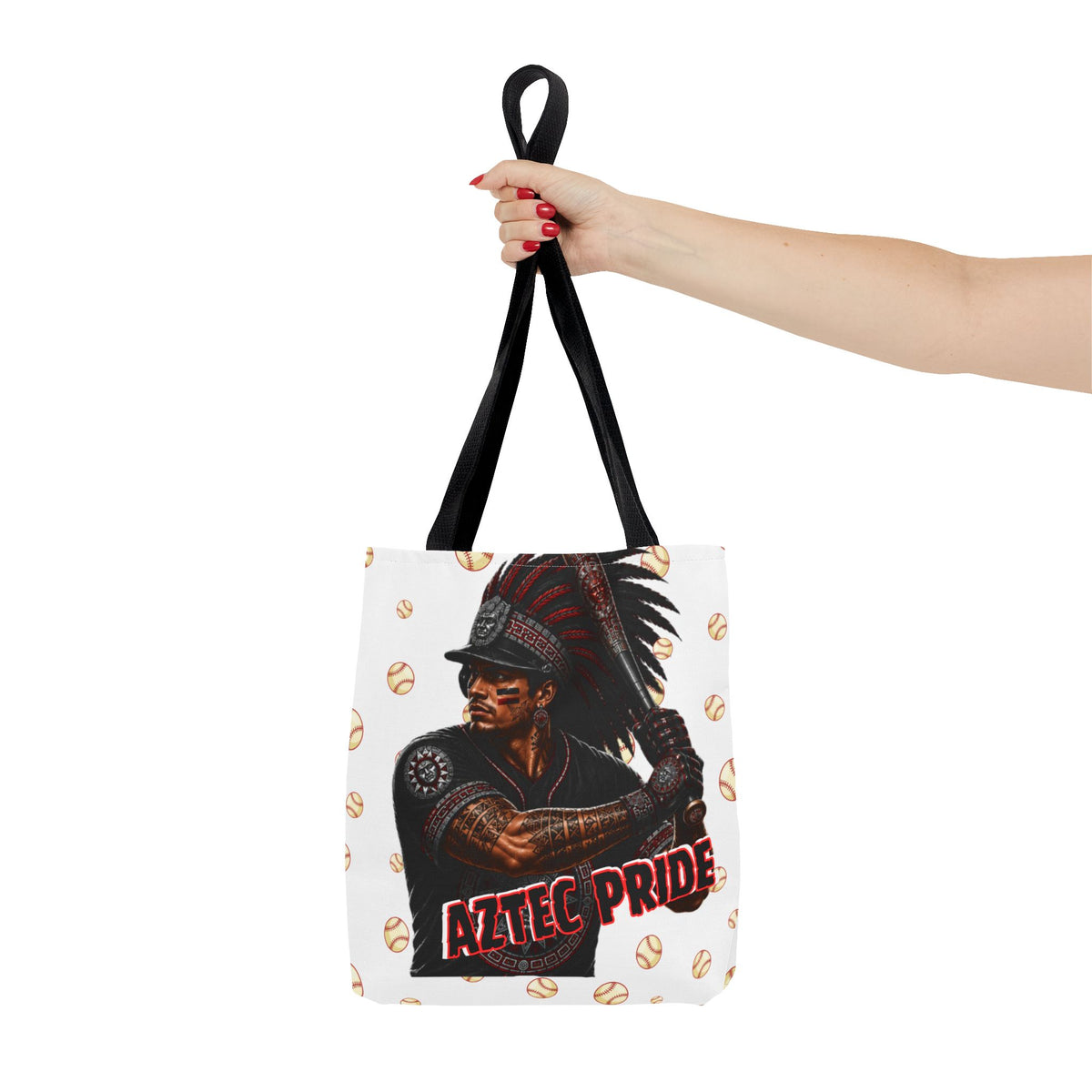 Aztec Baseball Warrior Tote Bag | Aztec-Inspired AI Art • Made & Shipped in the USA • 🚚 FREE USA Shipping • FREE Personalization