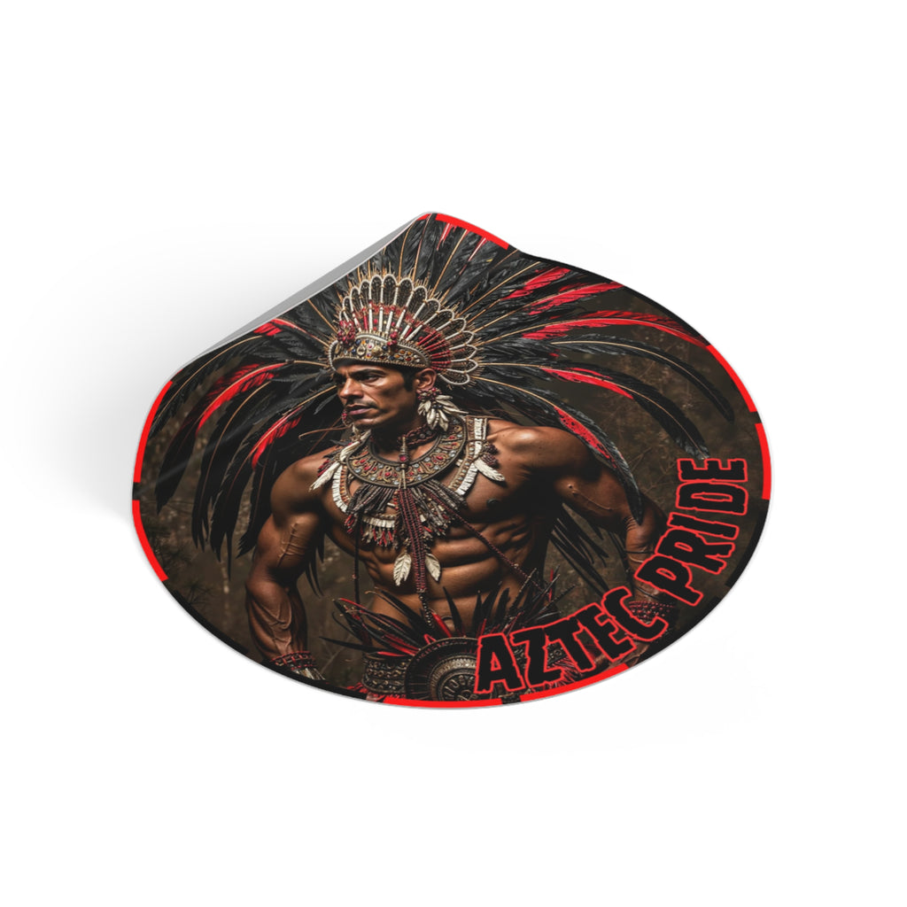 Aztec Sun Guardian Round Vinyl Sticker – Waterproof Matte Decal (2”–6”)