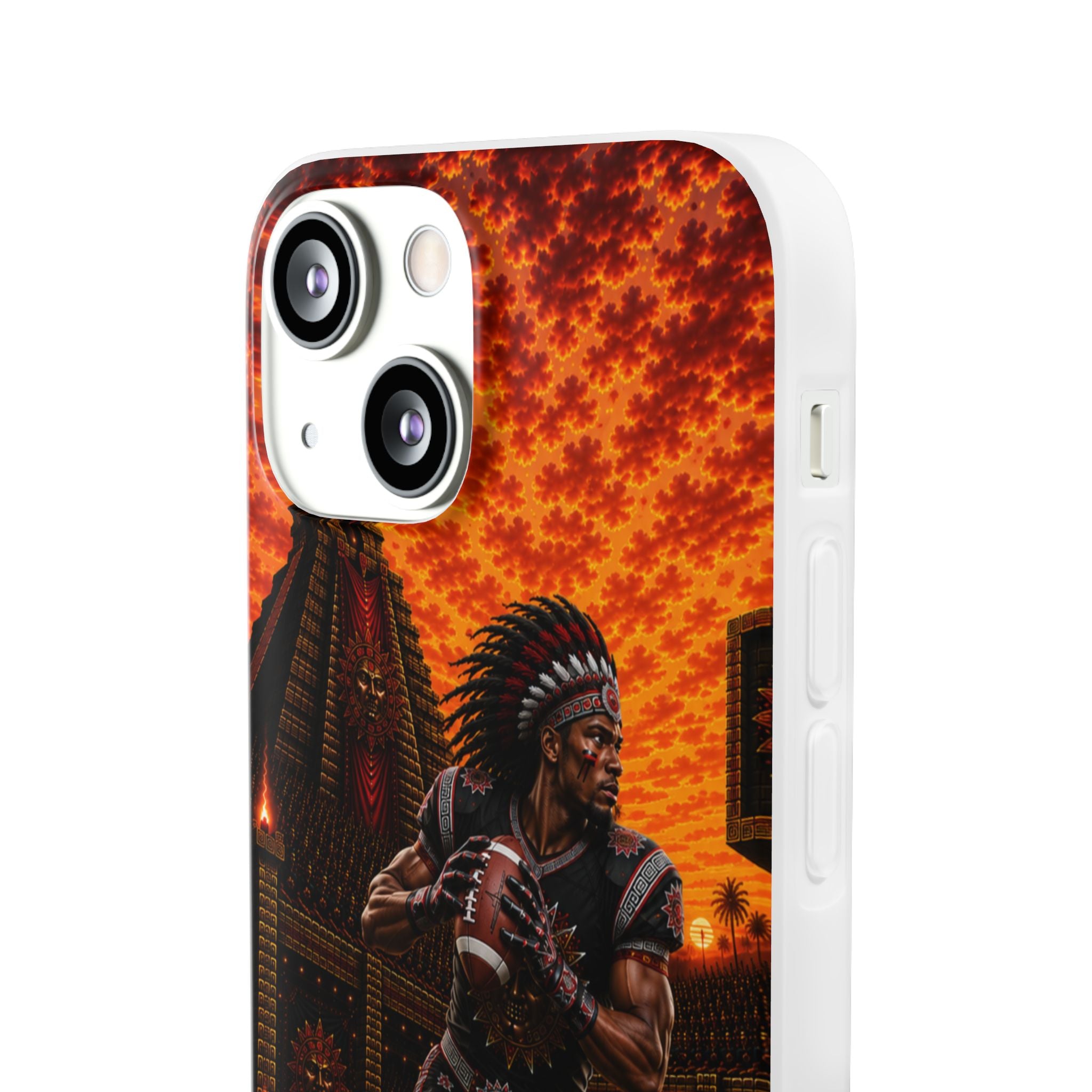 Aztec Football Warrior – Flexi Phone Case (iPhone & Samsung • Clear TPU • Made & Shipped in the USA • 🚚 FREE USA Shipping • Personalized Option)