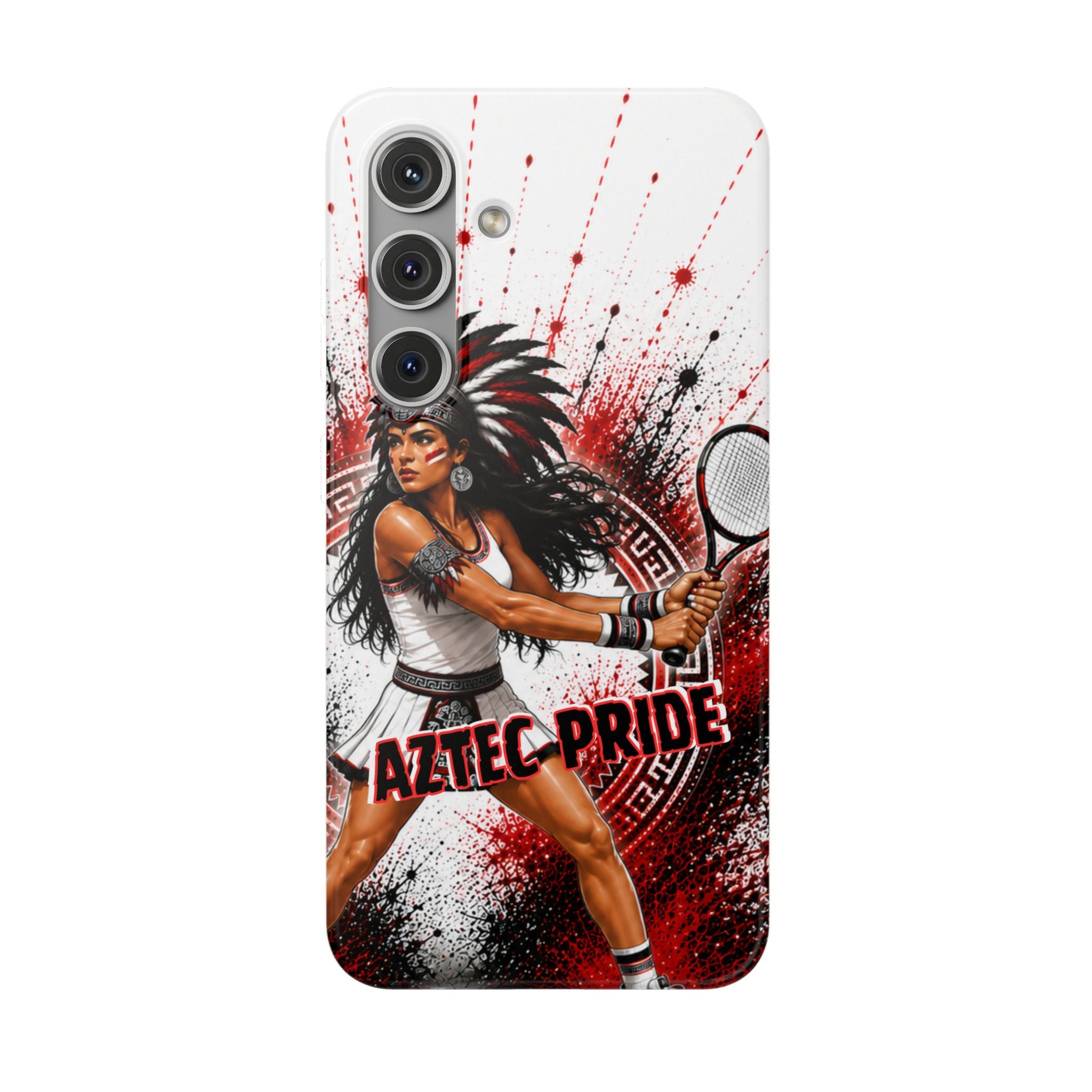 Aztec Tennis Female Warrior – Flexi Phone Case (iPhone & Samsung • Clear TPU • Made & Shipped in the USA • 🚚 FREE USA Shipping • Personalized Option)