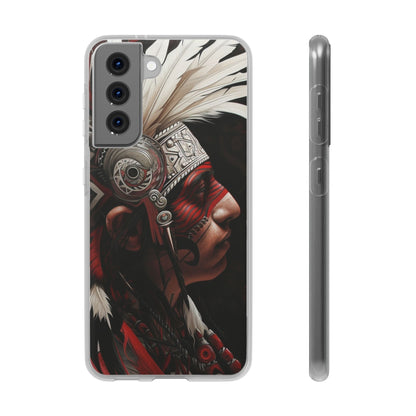 Aztec Warrior King – Flexi Phone Case (iPhone & Samsung • Clear TPU • Made in USA • Personalized Option)