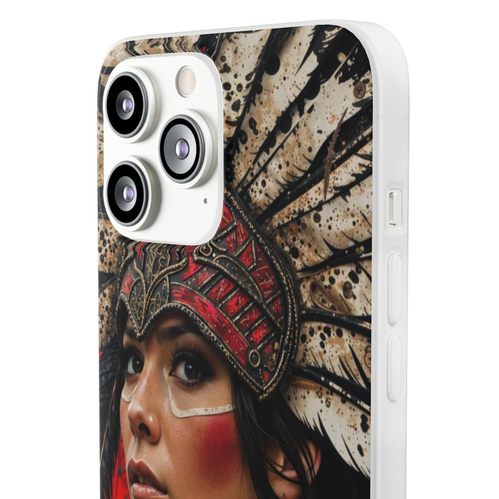 Aztec Moon Goddess – Flexi Phone Case (iPhone & Samsung • Clear TPU • Made in USA • Personalized Option)