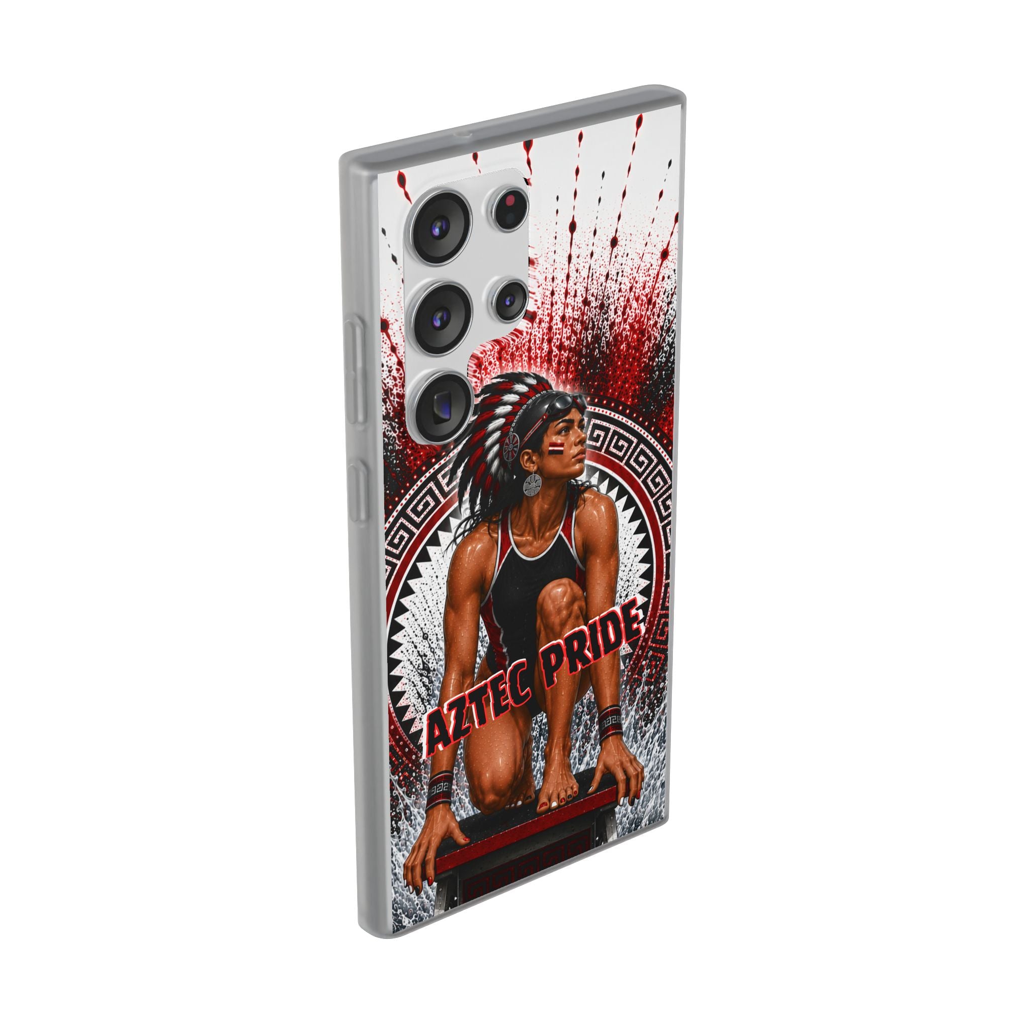 Aztec Swim & Dive Warrior – Flexi Phone Case (iPhone & Samsung • Clear TPU • Made & Shipped in the USA • 🚚 FREE USA Shipping • Personalized Option)