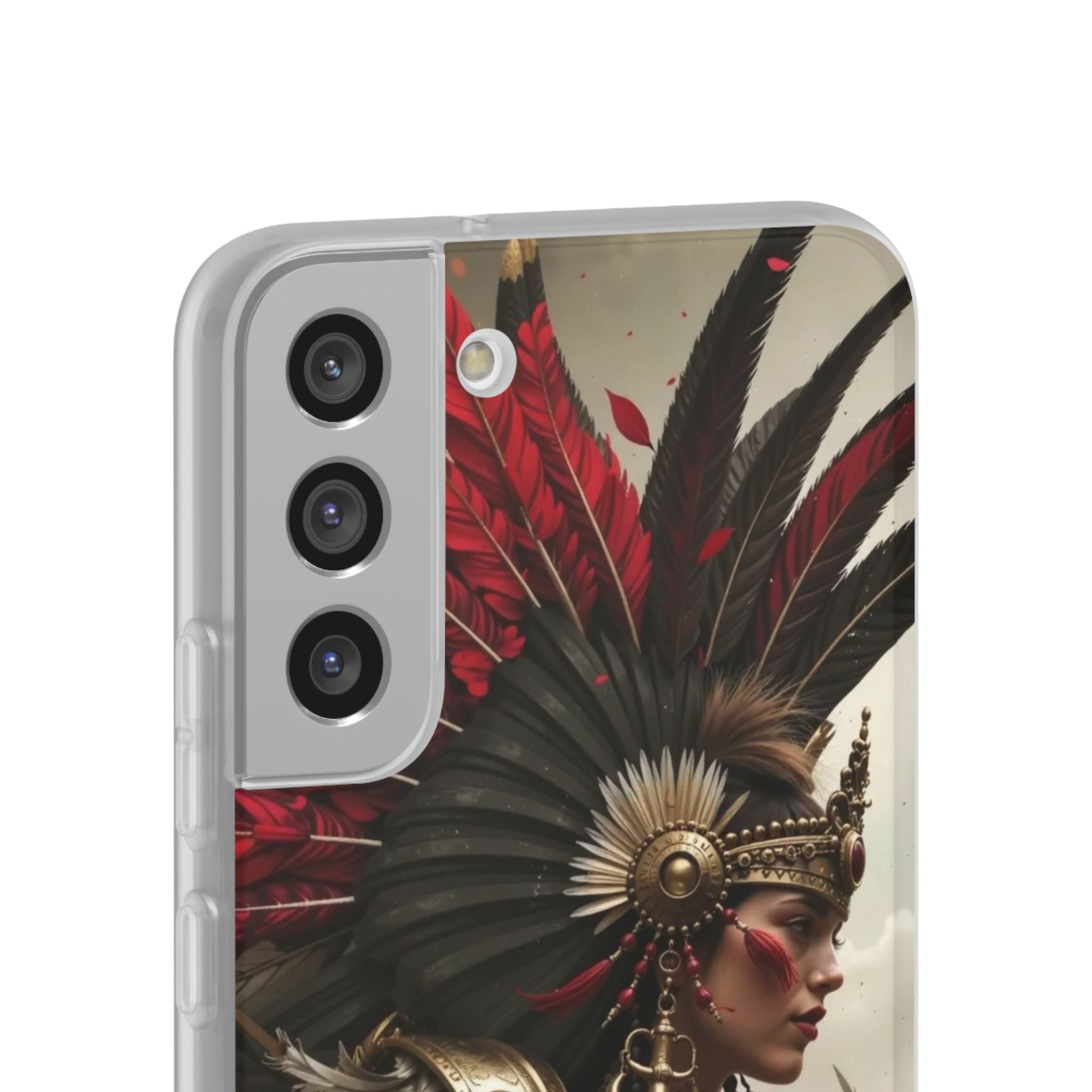 Aztec Warrior Queen – Flexi Phone Case (iPhone & Samsung • Clear TPU • Made in USA • Personalized Option)