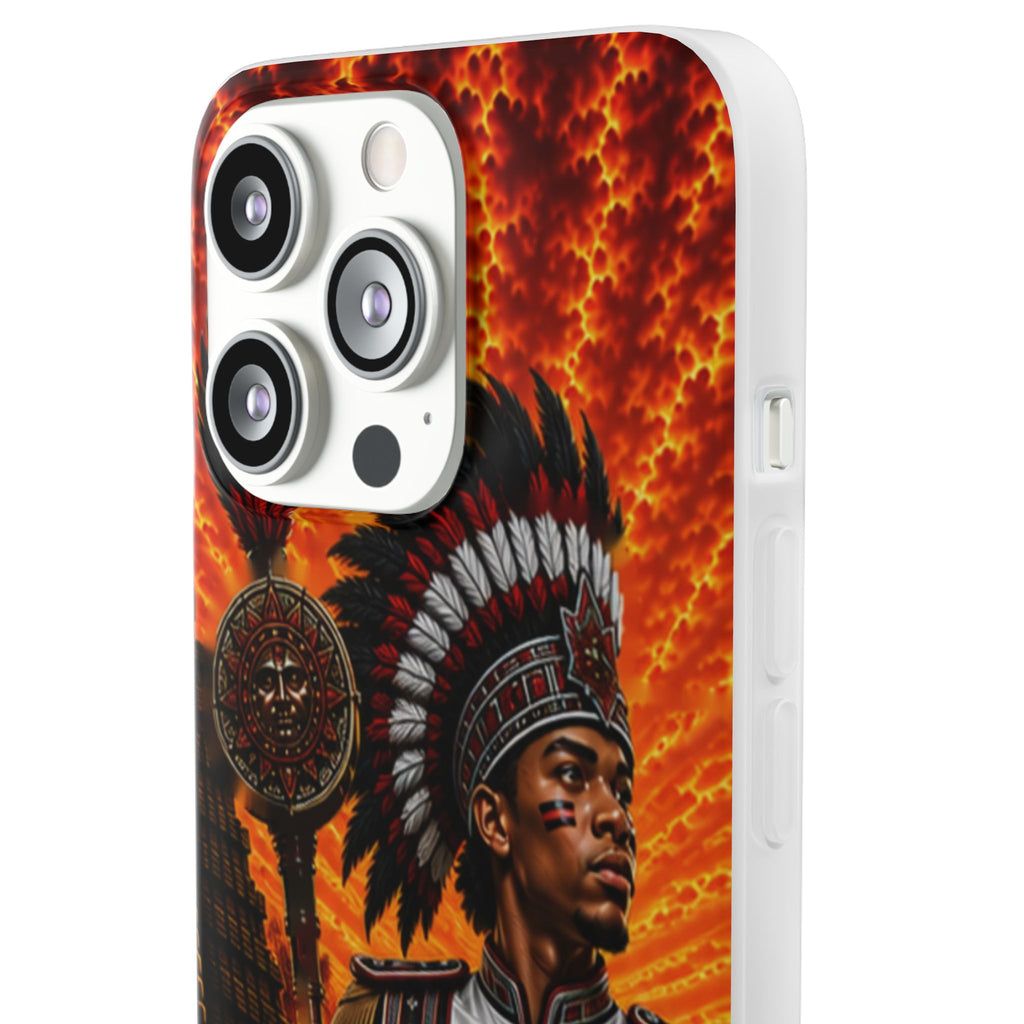 Aztec Drum Major Warrior – Flexi Phone Case (iPhone & Samsung • Clear TPU • Made & Shipped in the USA • 🚚 FREE USA Shipping • Personalized Option)