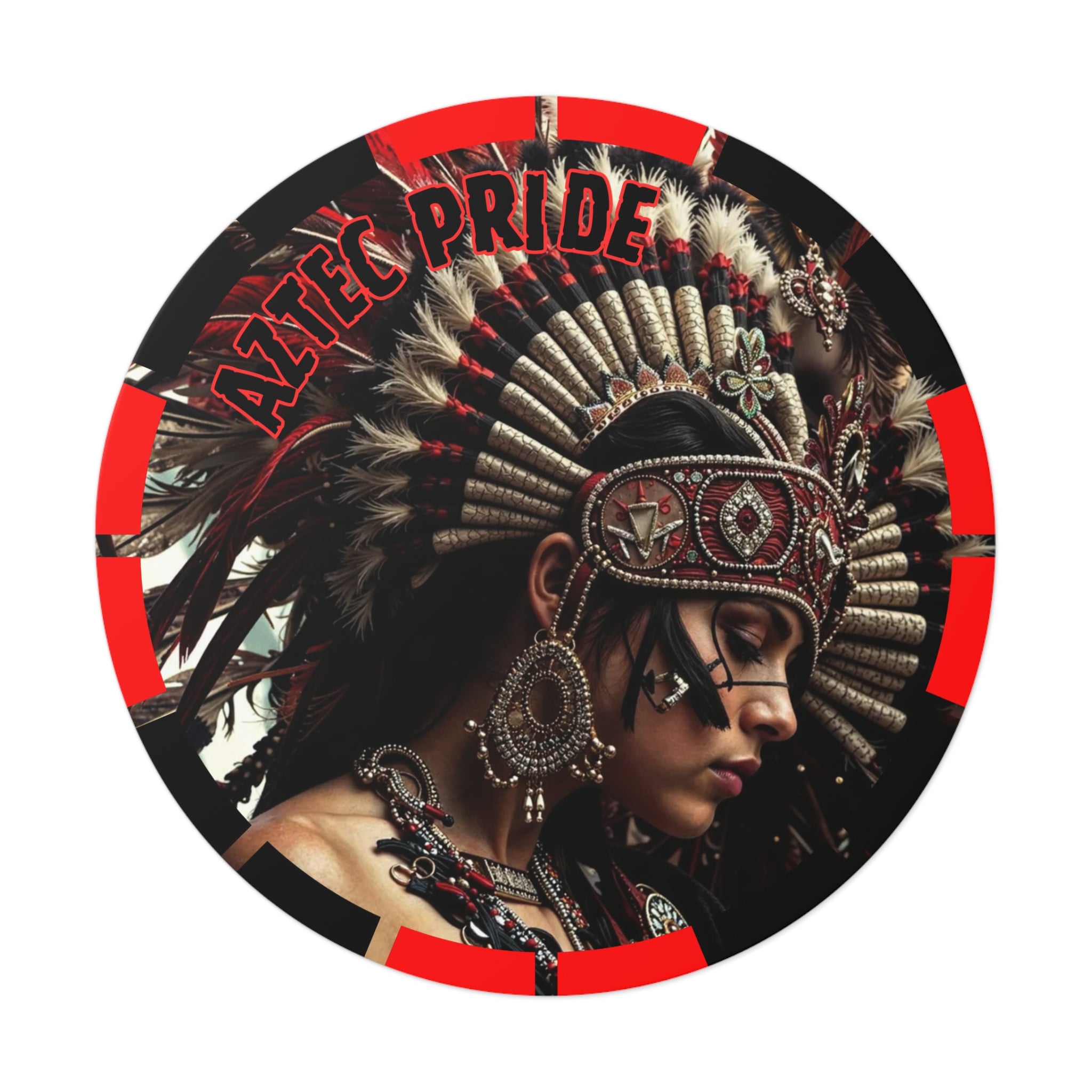 Aztec Goddess Spirit Round Vinyl Sticker – Waterproof Matte Decal (2”–6”)