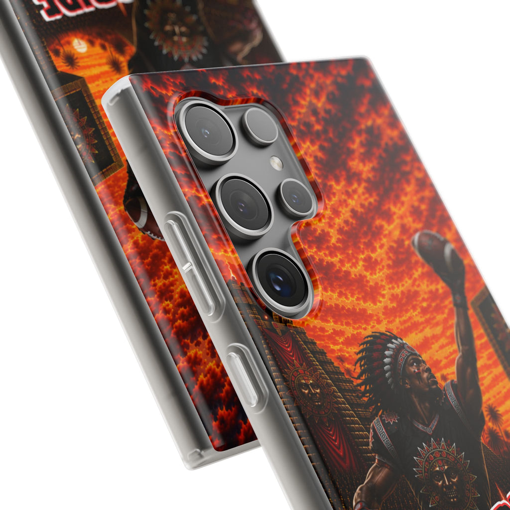 Aztec Football Warrior – Flexi Phone Case (iPhone & Samsung • Clear TPU • Made & Shipped in the USA • 🚚 FREE USA Shipping • Personalized Option)