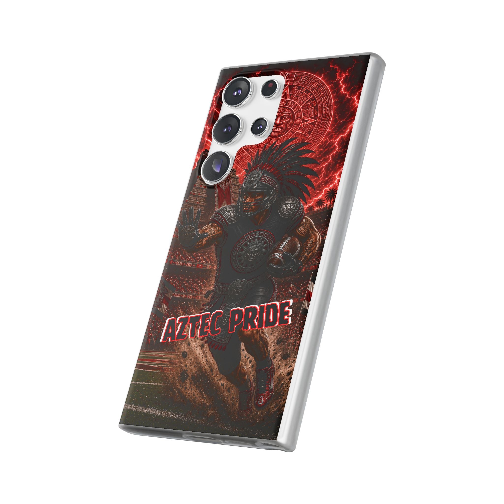 Aztec Football Warrior – Flexi Phone Case (iPhone & Samsung • Clear TPU • Made in USA • Personalized Option)