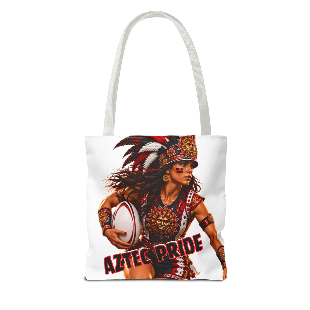 Aztec Rugby Female Warrior Tote Bag | Aztec-Inspired AI Art • Made & Shipped in the USA • 🚚 FREE USA Shipping • FREE Personalization