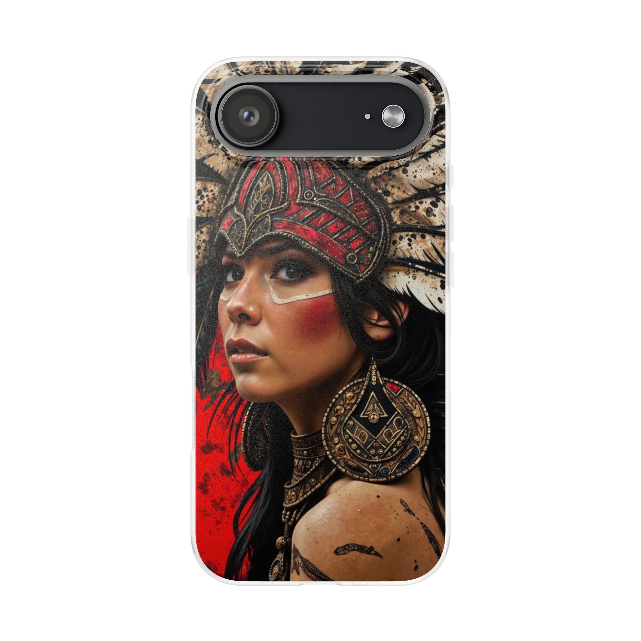 Aztec Moon Goddess – Flexi Phone Case (iPhone & Samsung • Clear TPU • Made in USA • Personalized Option)